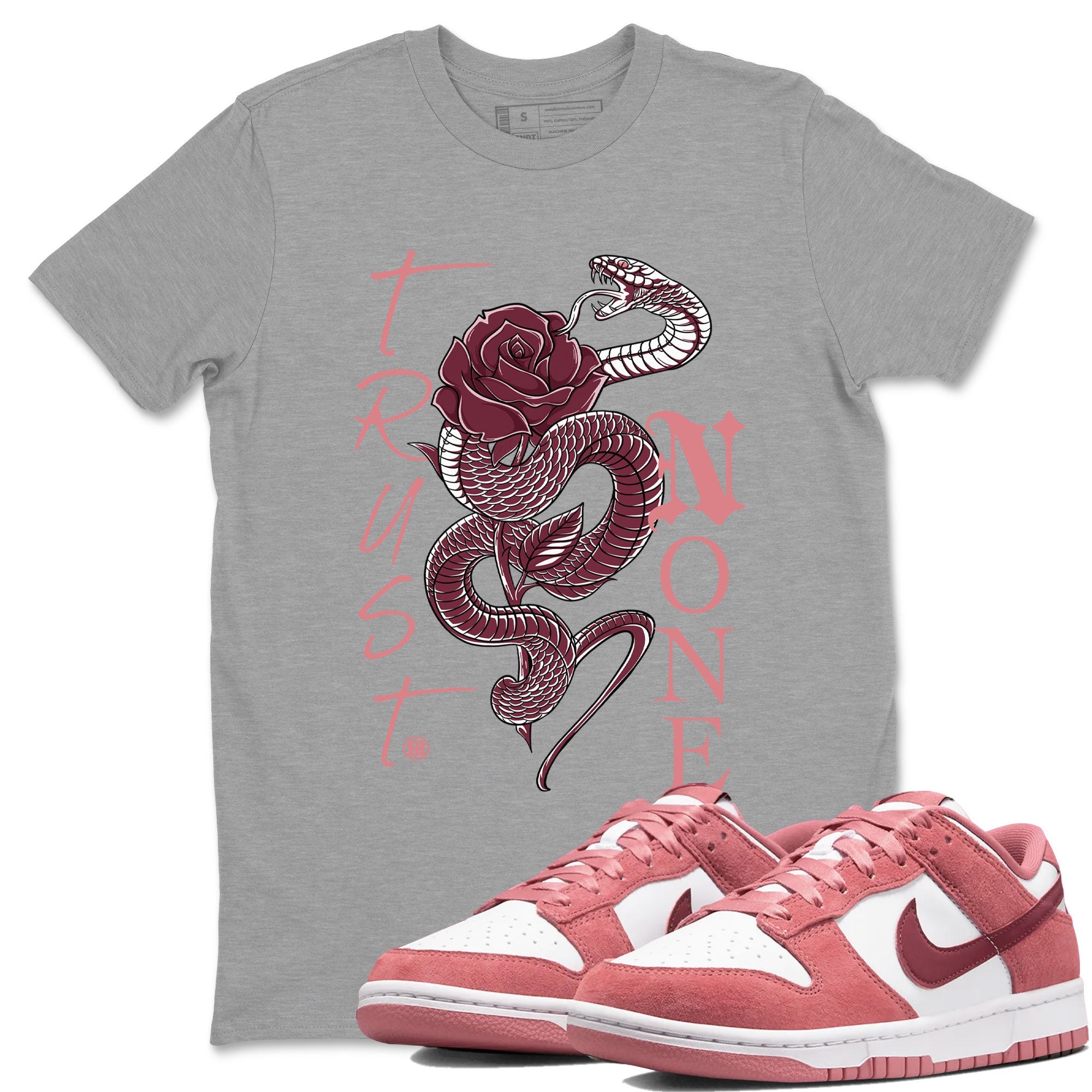 Dunks Valentines Day shirt to match jordans Trust None sneaker tees Dunks Valentine's Day Drip Gear Zone unisex cotton Heather Grey 1 crew neck shirt
