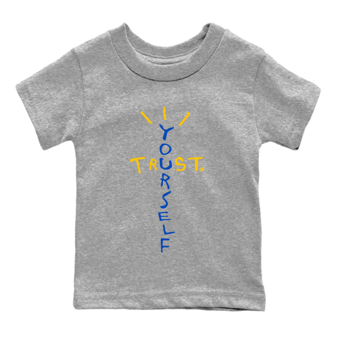 Jordan 1 Game Royal Varsity Maize Sneaker Matching T-Shirt Trust Yourself Sneaker Tees Jordan 1 Game Royal Varsity Maize Sneaker Release Tees Kids Shirts
