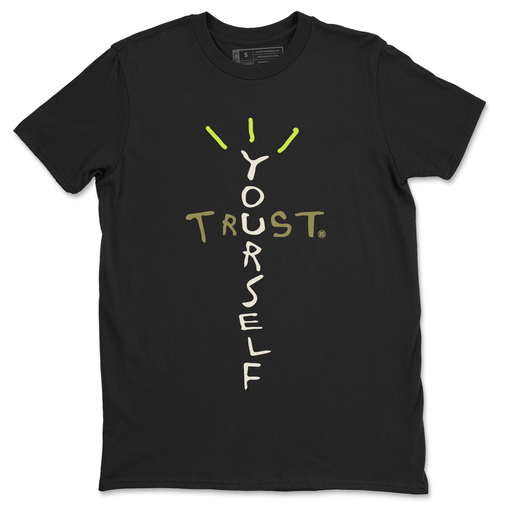 Air Jordan 1 X Travis Scott Golf Olive shirt to match jordans Trust Yourself Streetwear Sneaker Shirt Air Jordan 1 Travis Scott Golf Drip Gear Zone Sneaker Matching Clothing Unisex Black 2 T-Shirt