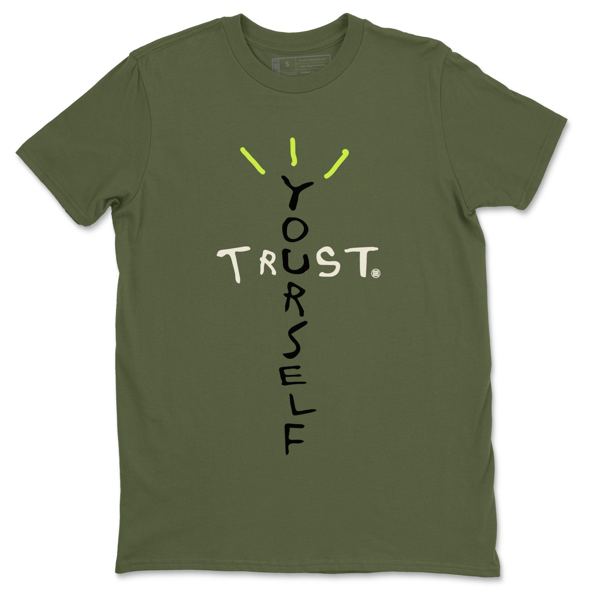 Air Jordan 1 X Travis Scott Golf Olive shirt to match jordans Trust Yourself Streetwear Sneaker Shirt Air Jordan 1 Travis Scott Golf Drip Gear Zone Sneaker Matching Clothing Unisex Military Green 2 T-Shirt