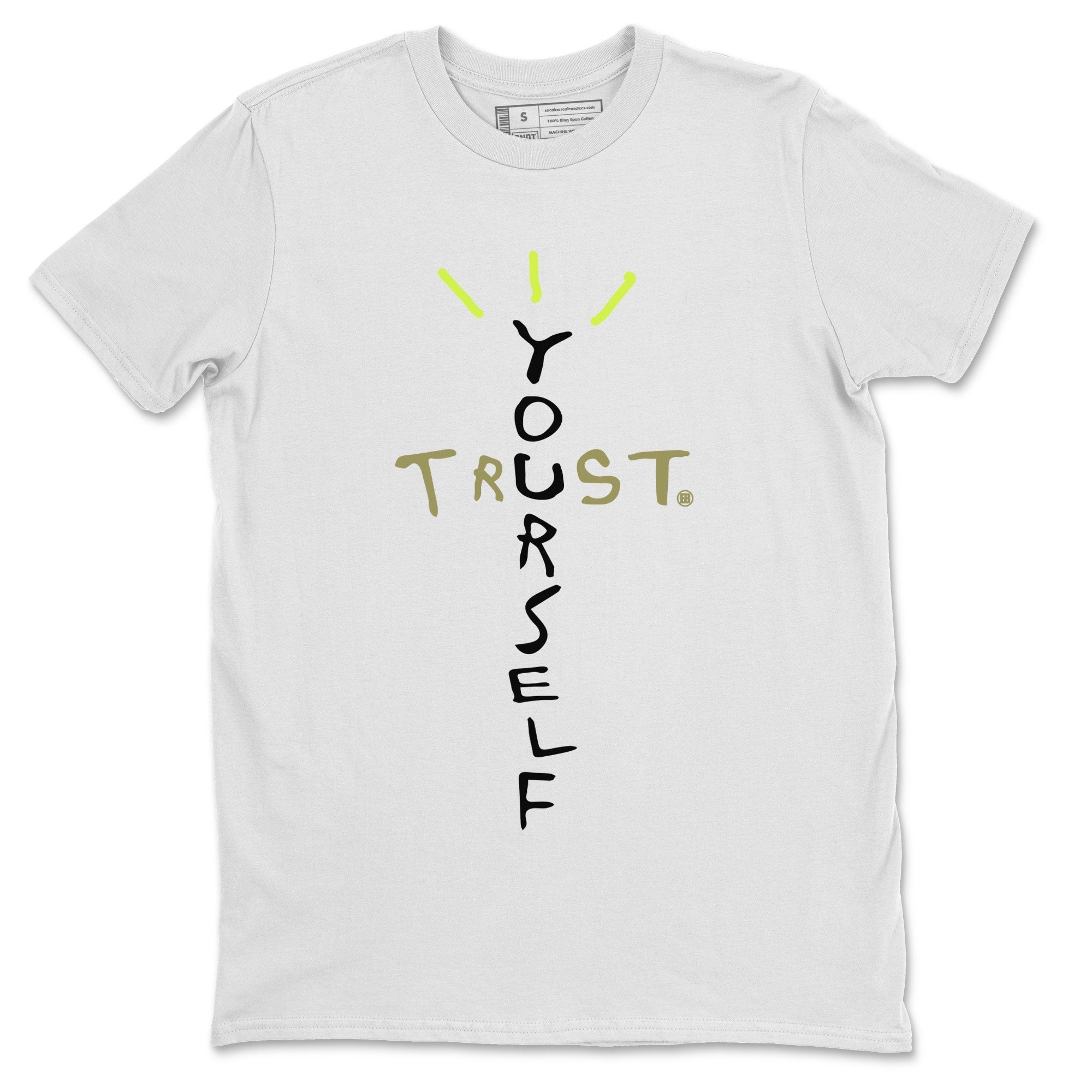 Air Jordan 1 X Travis Scott Golf Olive shirt to match jordans Trust Yourself Streetwear Sneaker Shirt Air Jordan 1 Travis Scott Golf Drip Gear Zone Sneaker Matching Clothing Unisex White 2 T-Shirt