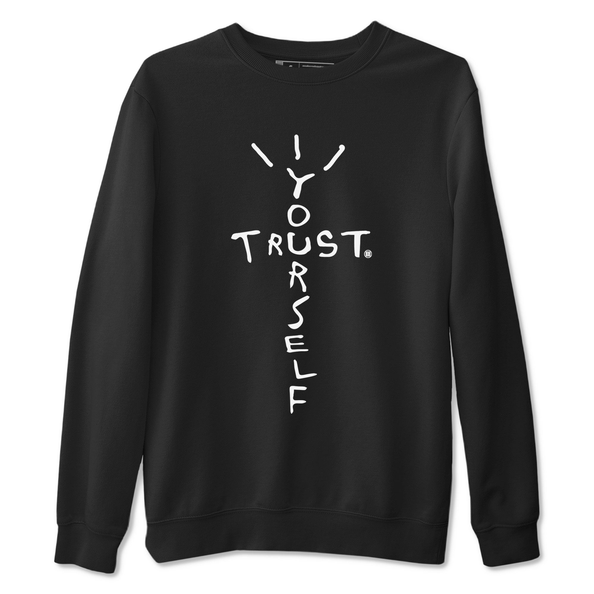 AJ14 Black White shirt toto match jordans Trust Yourself sneaker shirt Air Jordan 14 Panda Drip Gear Zone unisex crew neck cotton Black 2 crew neck shirt