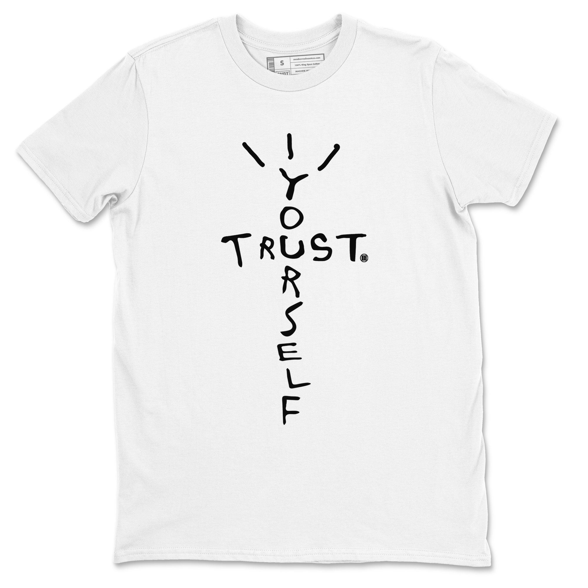 AJ14 Black White shirt toto match jordans Trust Yourself sneaker shirt Air Jordan 14 Panda Drip Gear Zone unisex crew neck cotton White 2 crew neck shirt