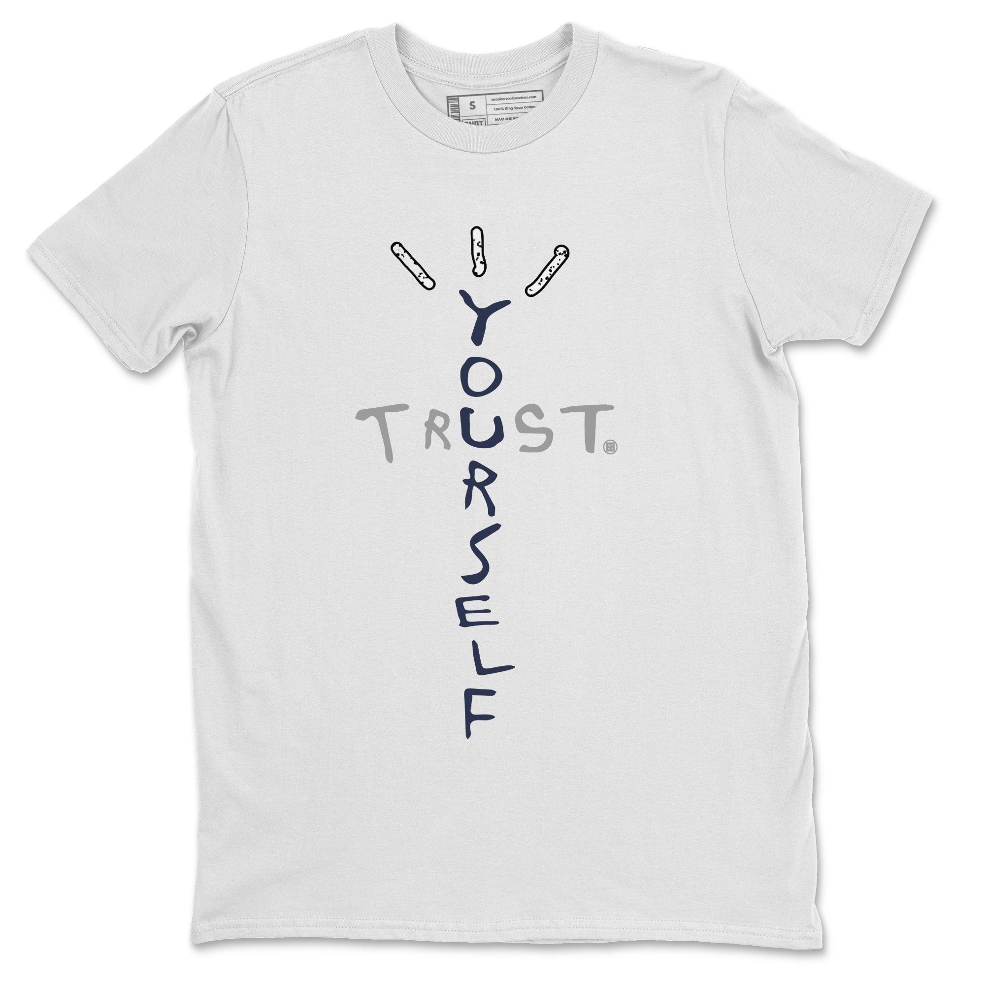 Air Jordan 5 Georgetown Sneaker Match Tees Trust Yourself Streetwear Sneaker Shirt 5 Georgetown Drip Gear Zone Sneaker Matching Clothing Navy 5s Unisex Shirts White 2