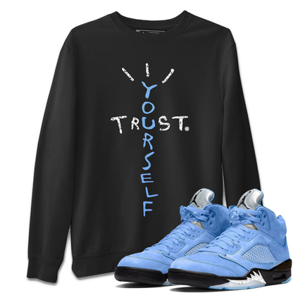 Air Jordan 5 UNC Trust Yourself Crew Neck Sneaker Tees Air Jordan 5 Retro UNC Sneaker T-Shirts Washing and Care Tip