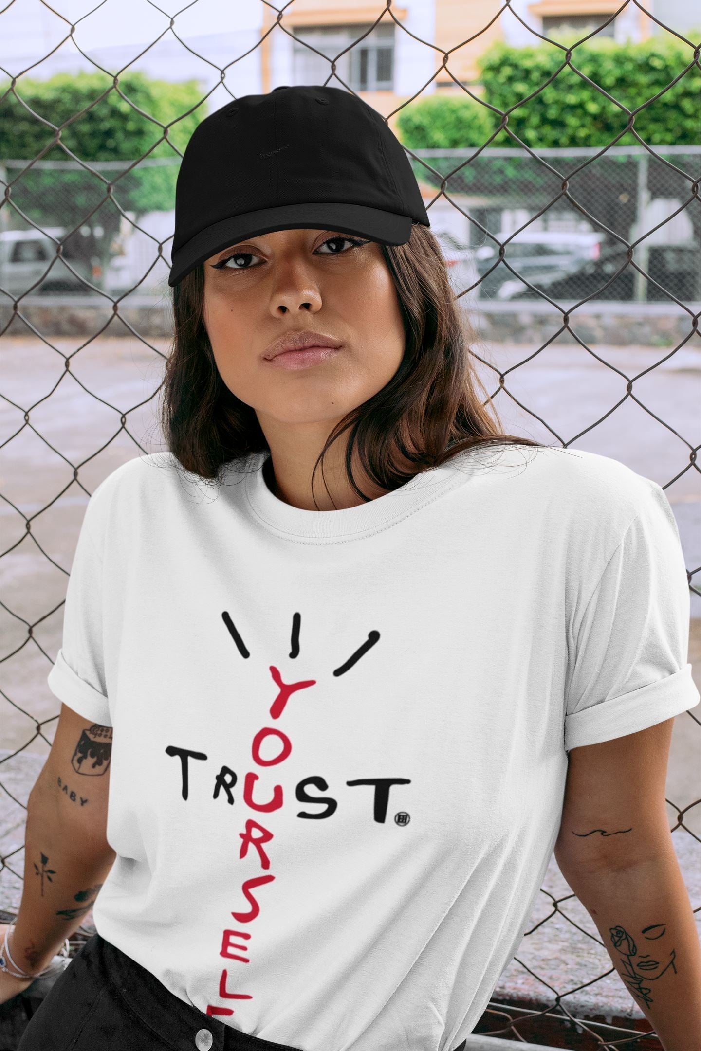 Jordan 1 Bred Patent Sneaker Matching T-Shirt Trust Yourself Sneaker Tees Jordan 1 Bred Patent Sneaker Release Tees Crew Neck Tees