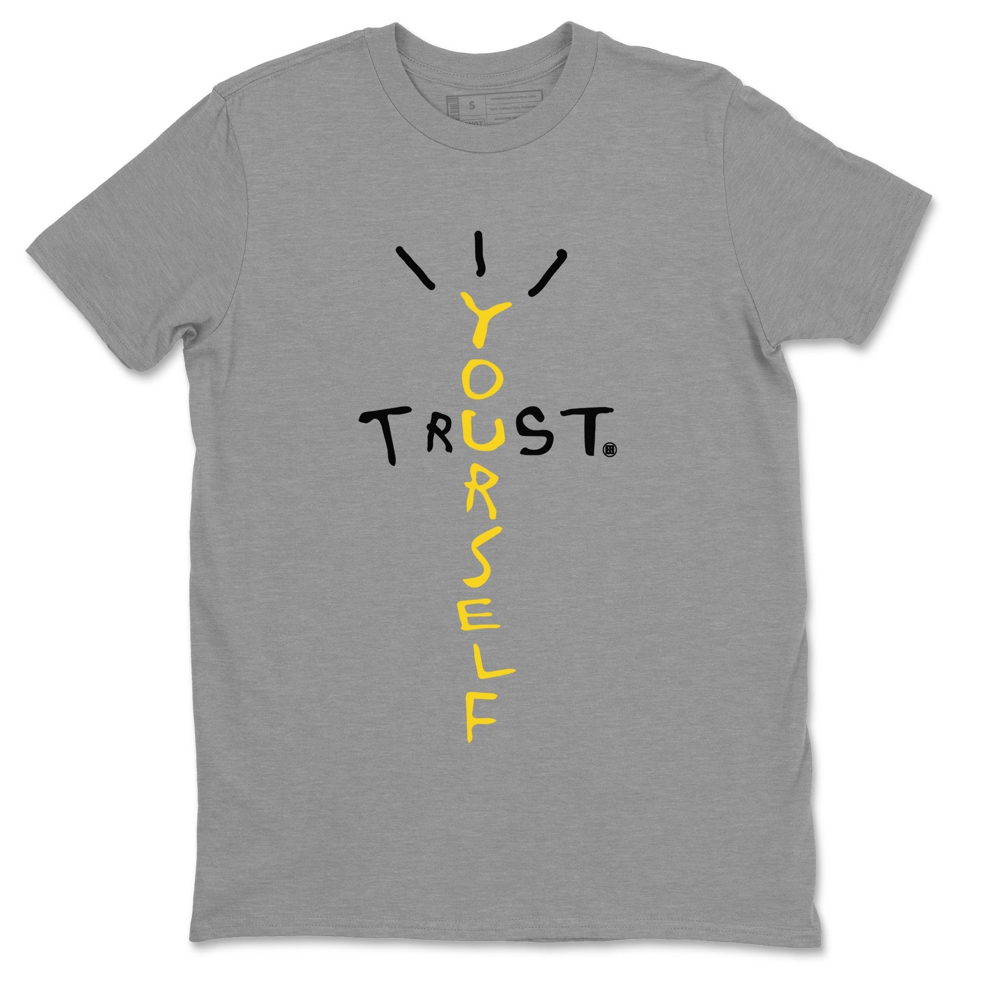  Sneaker Match Tees Trust Yourself Streetwear Sneaker Shirt Air Jordan 4 Retro Thunder Sneaker Release Tees Unisex Shirts Heather Grey 2