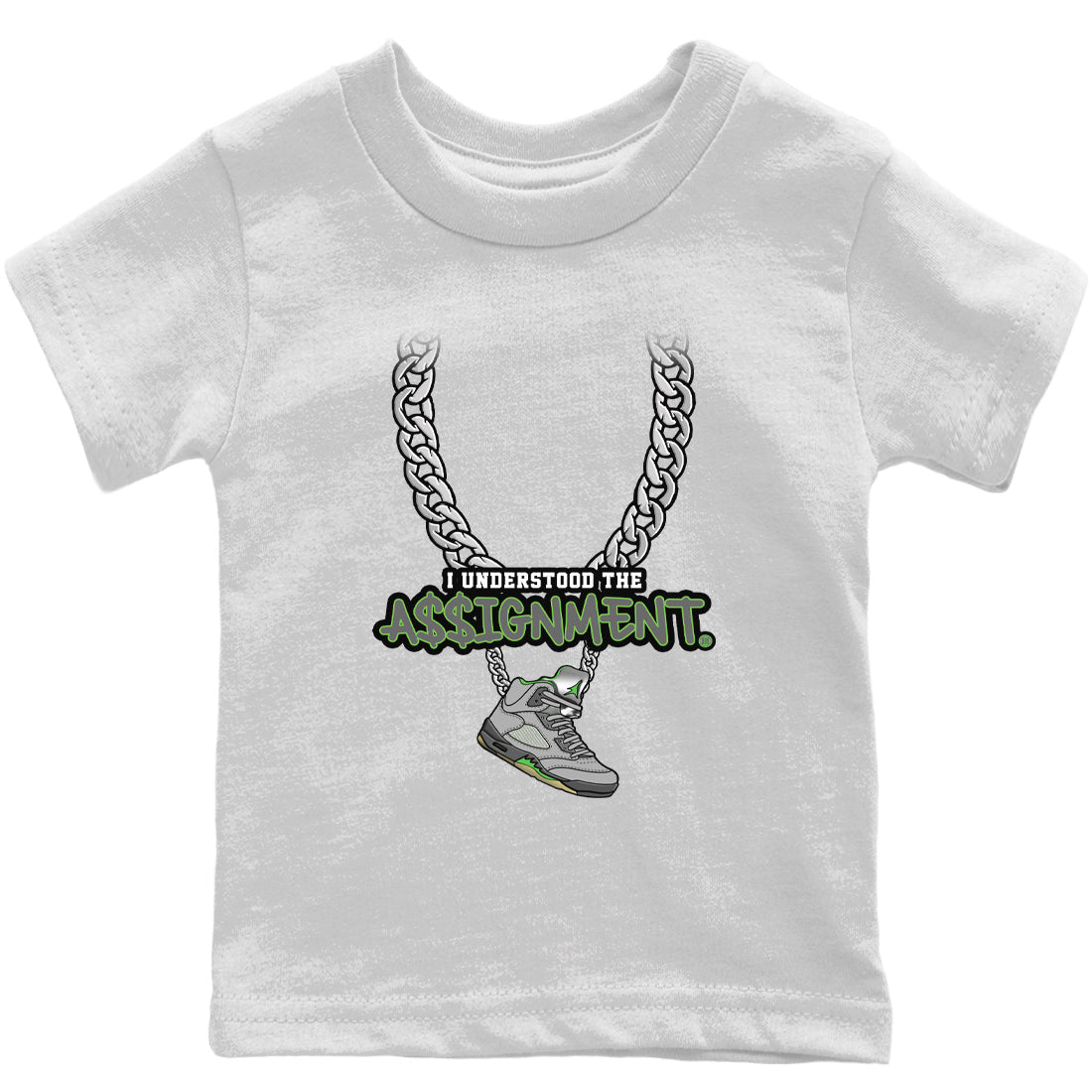 Jordan 5 Green Bean Sneaker Matching T-Shirt Understood Assignment Sneaker Tees Jordan 5 Green Bean Sneaker Release Tees Kids Shirts