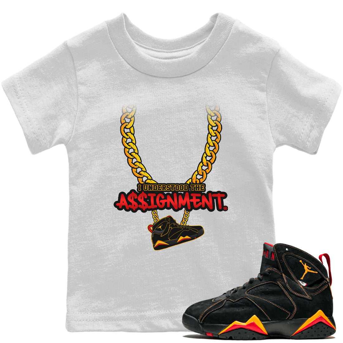 Jordan 7 Citrus Shirt To Match Jordans Understood Assignment Sneaker Tees Jordan 7 Citrus Drip Gear Zone Sneaker Matching Clothing Kids Shirts