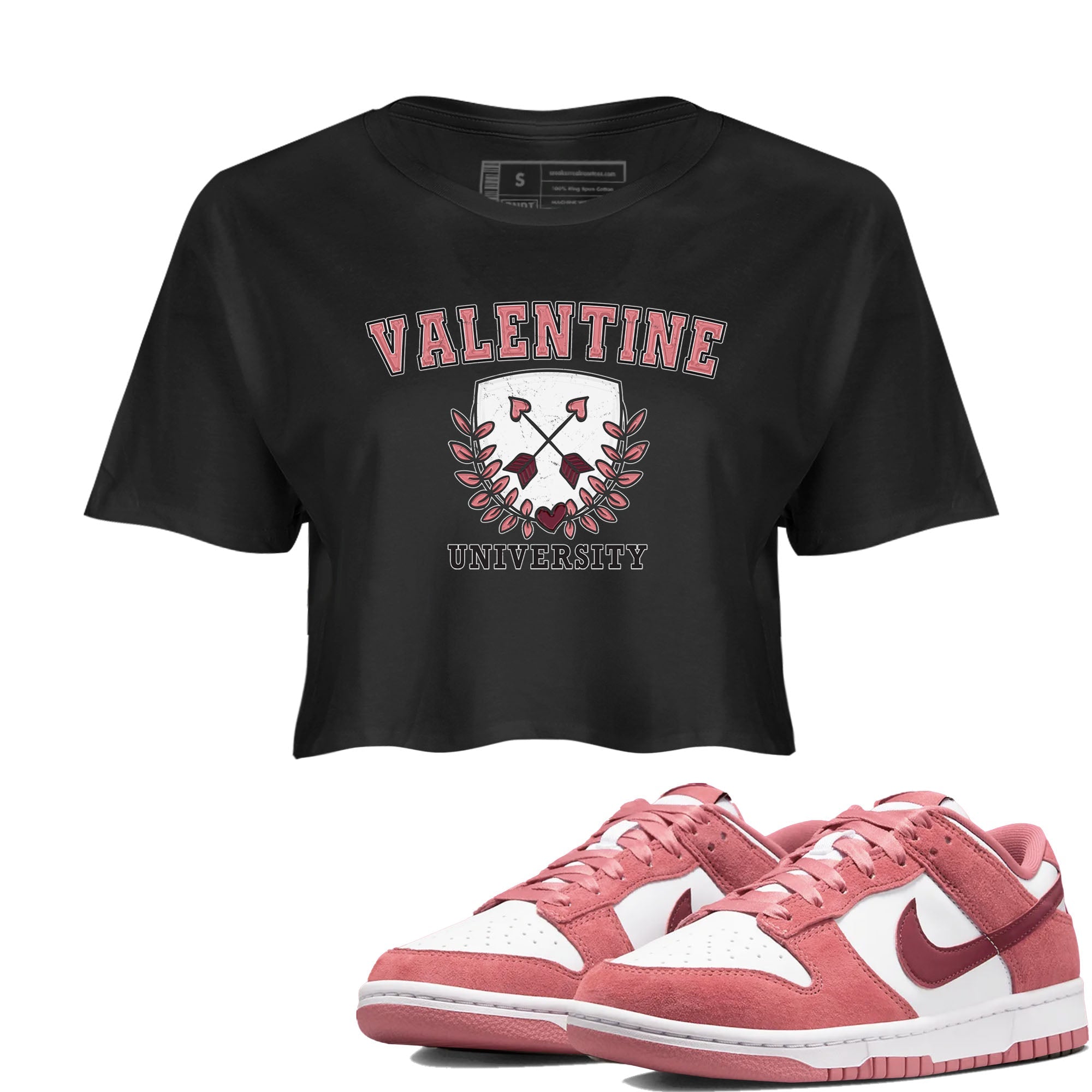Dunk Valentine's Day shirt to match jordans University sneaker tees Dunks Valentine's Day Drip Gear Zone Black 1 crop length shirt