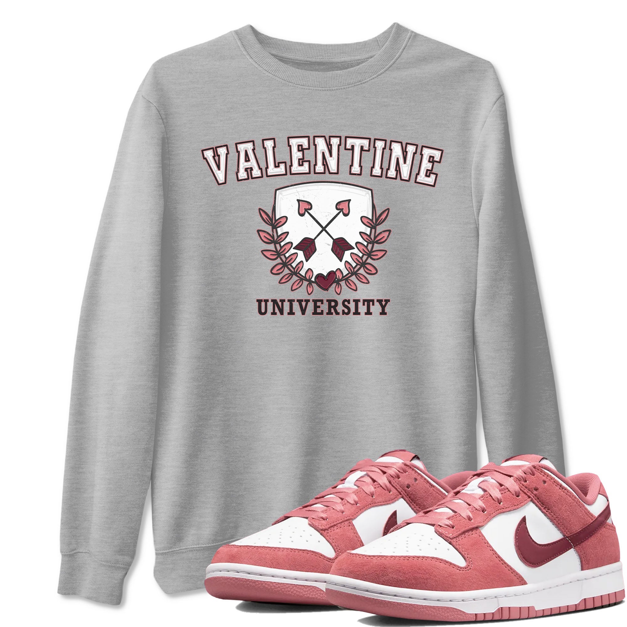 Dunk Valentine's Day shirt to match jordans University sneaker tees Dunks Valentine's Day Drip Gear Zone unisex cotton Heather Grey 2 crew neck shirt