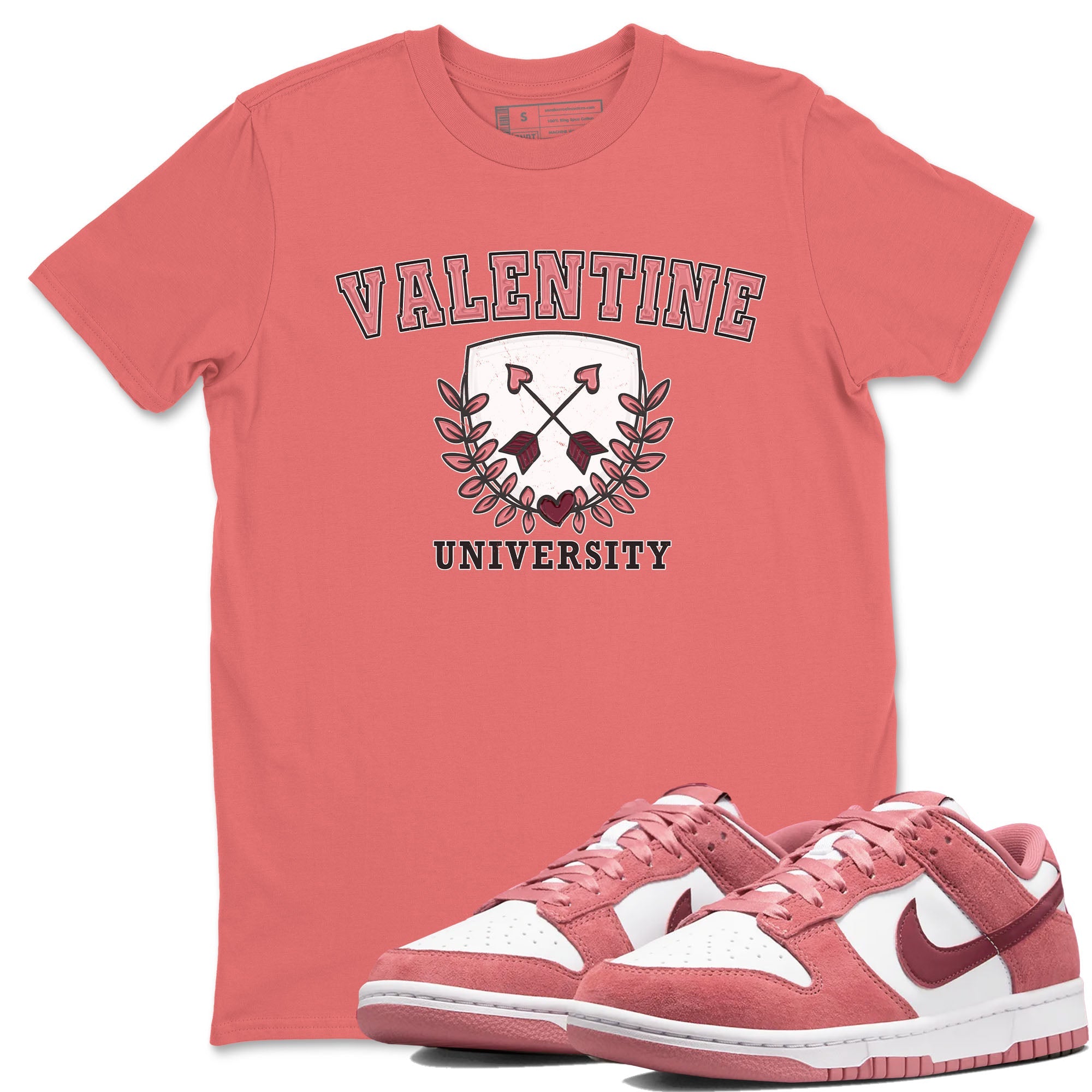 Dunk Valentine's Day shirt to match jordans University sneaker tees Dunks Valentine's Day Drip Gear Zone unisex cotton Coral 1 crew neck shirt