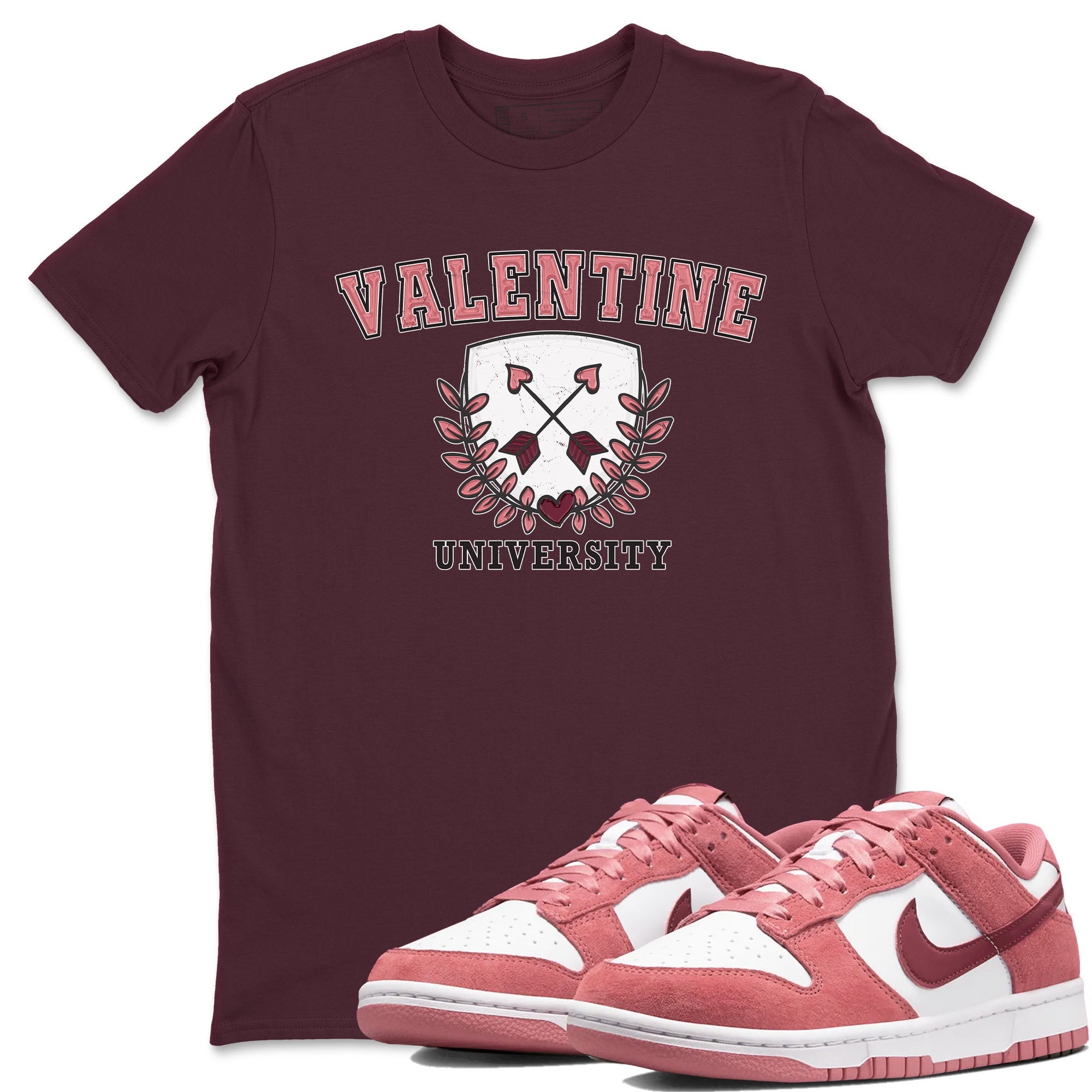 Dunk Valentine's Day shirt to match jordans University sneaker tees Dunks Valentine's Day Drip Gear Zone unisex cotton Maroon 1 crew neck shirt