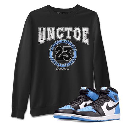 Air Jordan 1 Retro High OG University Blue shirt to match jordans Varsity Streetwear Sneaker Shirt Air Jordan 1 UNC Toe Drip Gear Zone Sneaker Matching Clothing Unisex Black 1 T-Shirt