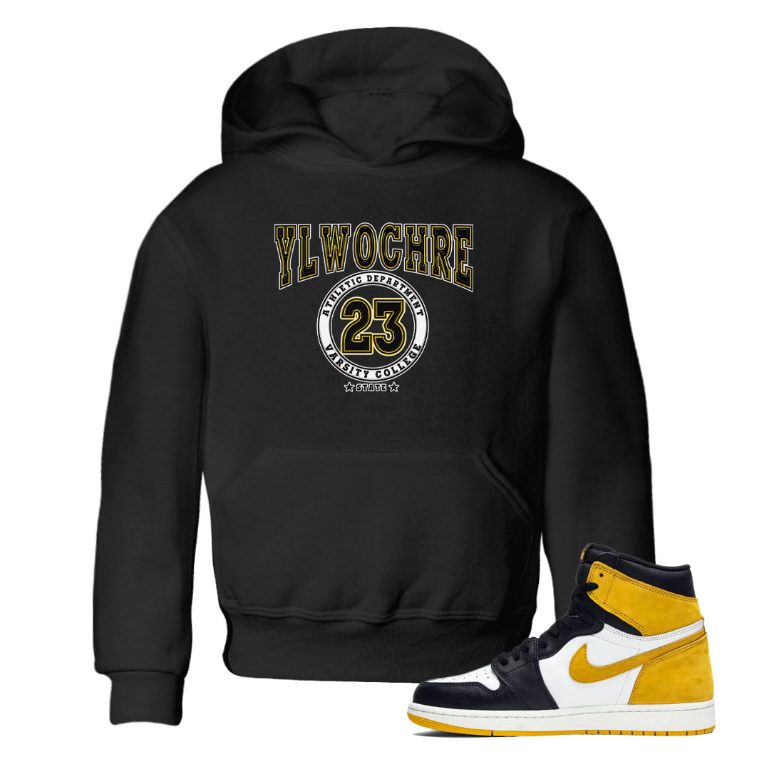 1s Yellow Ochre shirt to match jordans Varsity sneaker tees Air Jordan 1 High OG Yellow Ochre Drip Gear Zone baby toddler Black 1 cotton Shirt
