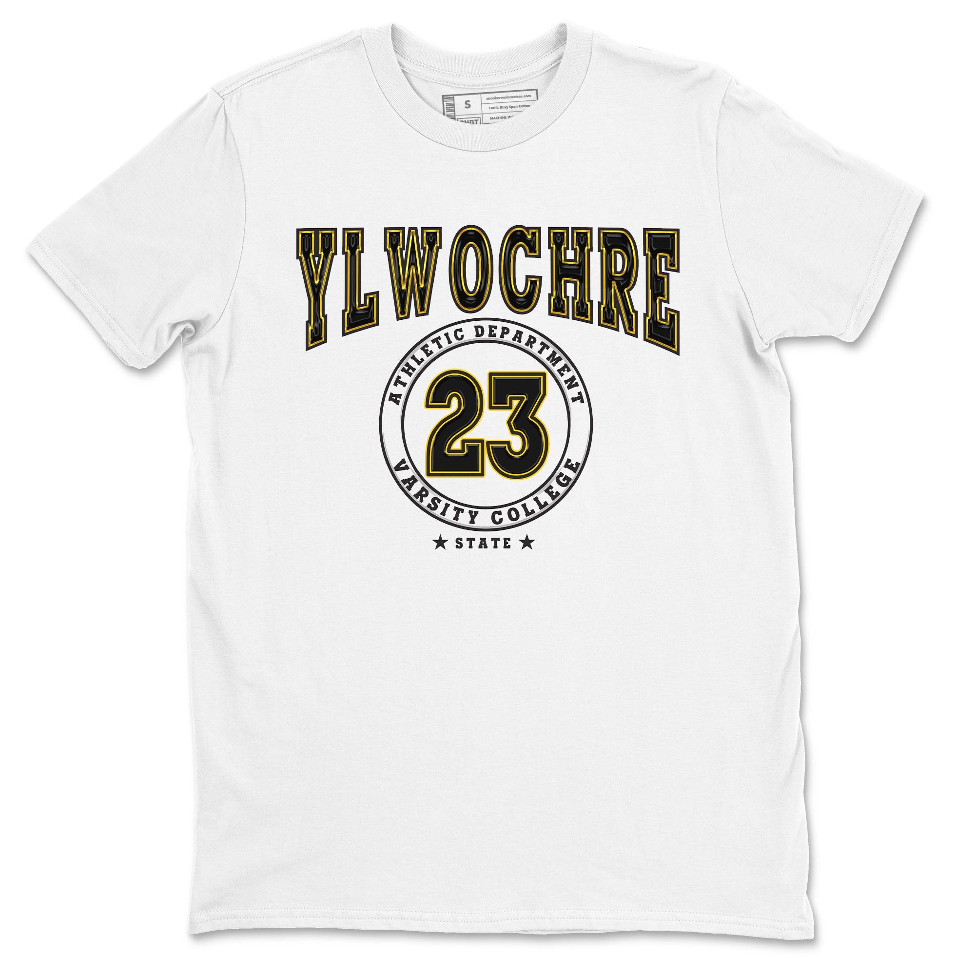1s Yellow Ochre shirt to match jordans Varsity sneaker tees Air Jordan 1 High OG Yellow Ochre Drip Gear Zone unisex cotton White 2 crew neck shirt