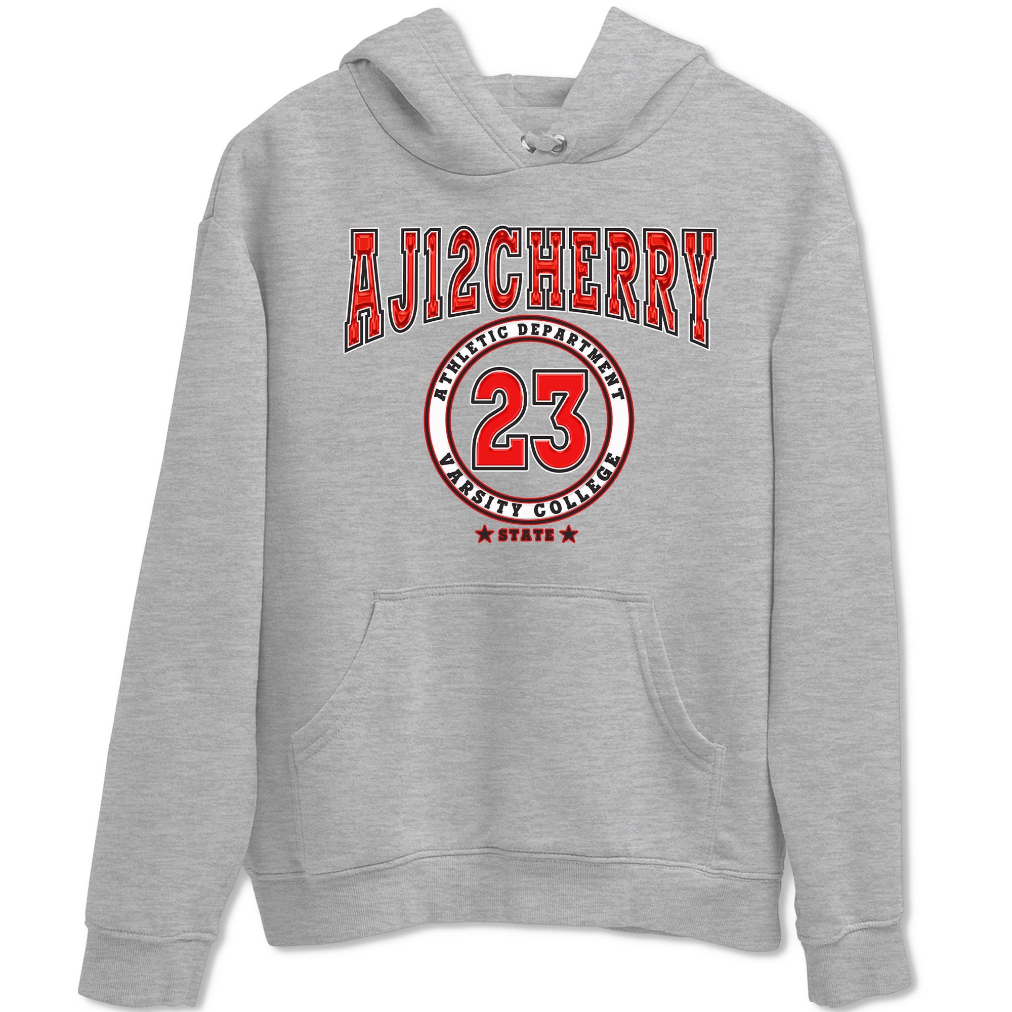 Jordan 12 Retro Cherry shirt to match jordans Varsity Red Varsity special sneaker matching tees 12s Cherry Drip Gear Zone Unisex Heather Grey 2 T-Shirt