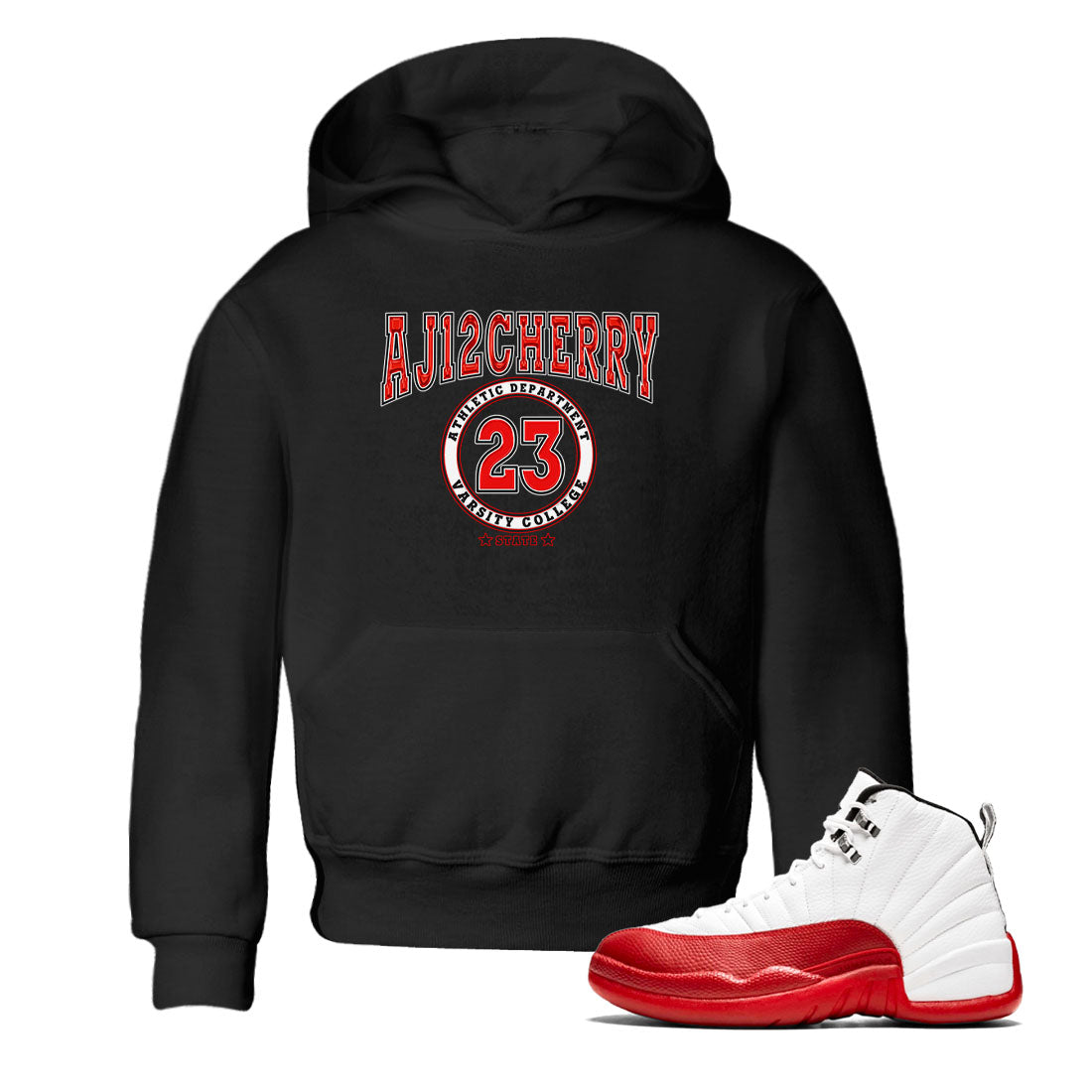 Jordan 12 Retro Cherry shirt to match jordans Varsity Red Varsity special sneaker matching tees 12s Cherry Drip Gear Zone Baby Toddler Black 1 T-Shirt