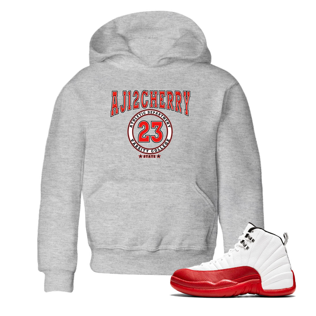 Jordan 12 Retro Cherry shirt to match jordans Varsity Red Varsity special sneaker matching tees 12s Cherry Drip Gear Zone Baby Toddler Heather Grey 1 T-Shirt