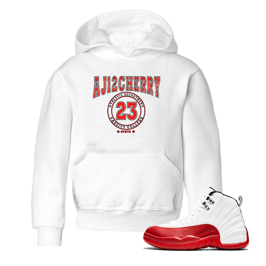Jordan 12 Retro Cherry shirt to match jordans Varsity Red Varsity special sneaker matching tees 12s Cherry Drip Gear Zone Baby Toddler White 1 T-Shirt