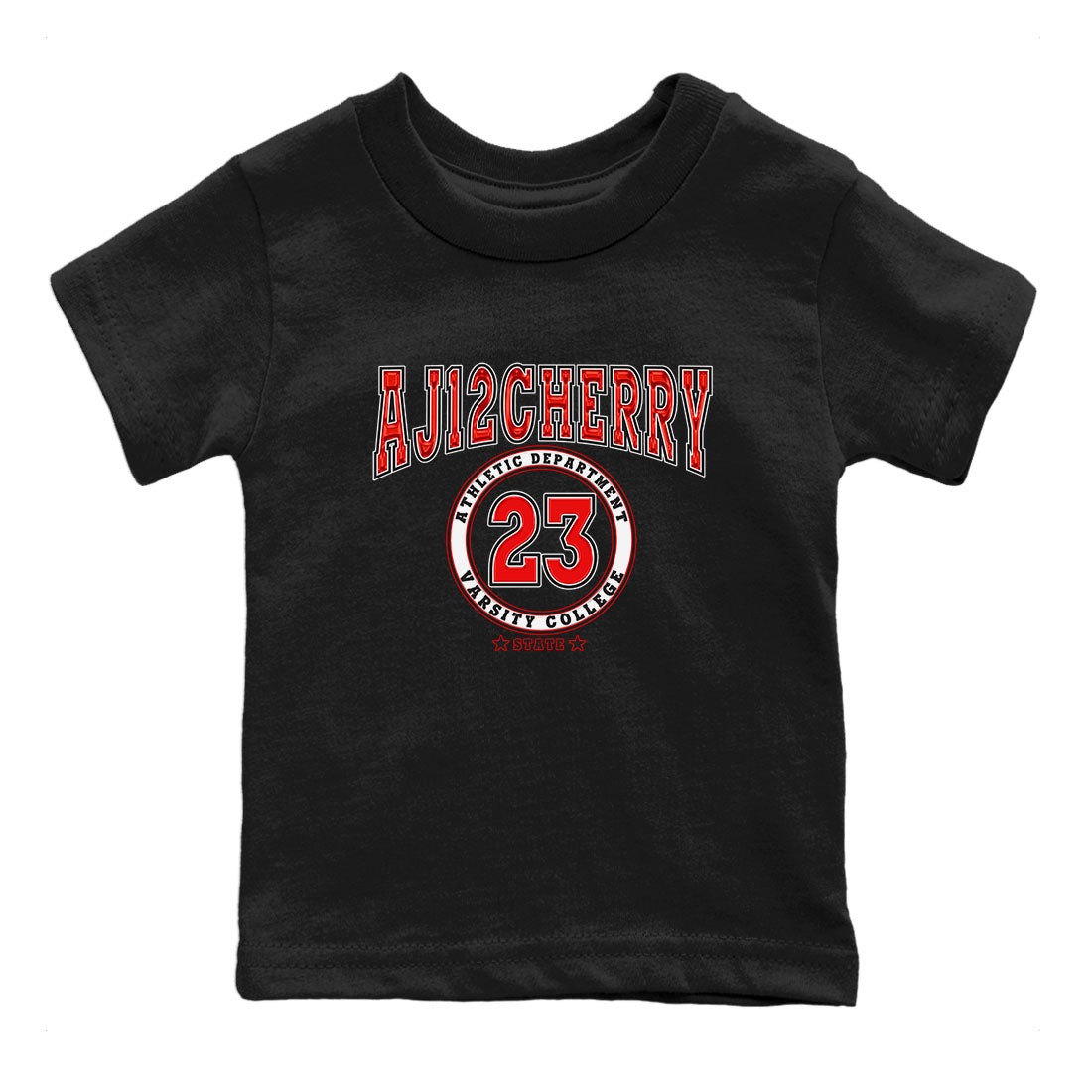 Jordan 12 Retro Cherry shirt to match jordans Varsity Red Varsity special sneaker matching tees 12s Cherry Drip Gear Zone Baby Toddler Black 2 T-Shirt