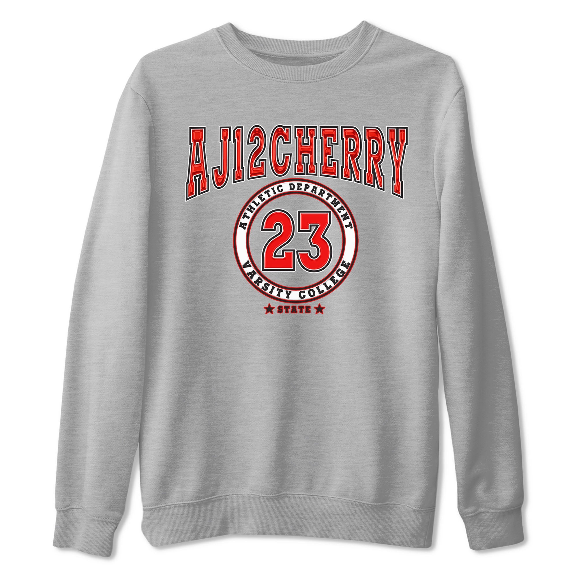 Jordan 12 Retro Cherry shirt to match jordans Varsity Red Varsity special sneaker matching tees 12s Cherry Drip Gear Zone Unisex Heather Grey 2 T-Shirt