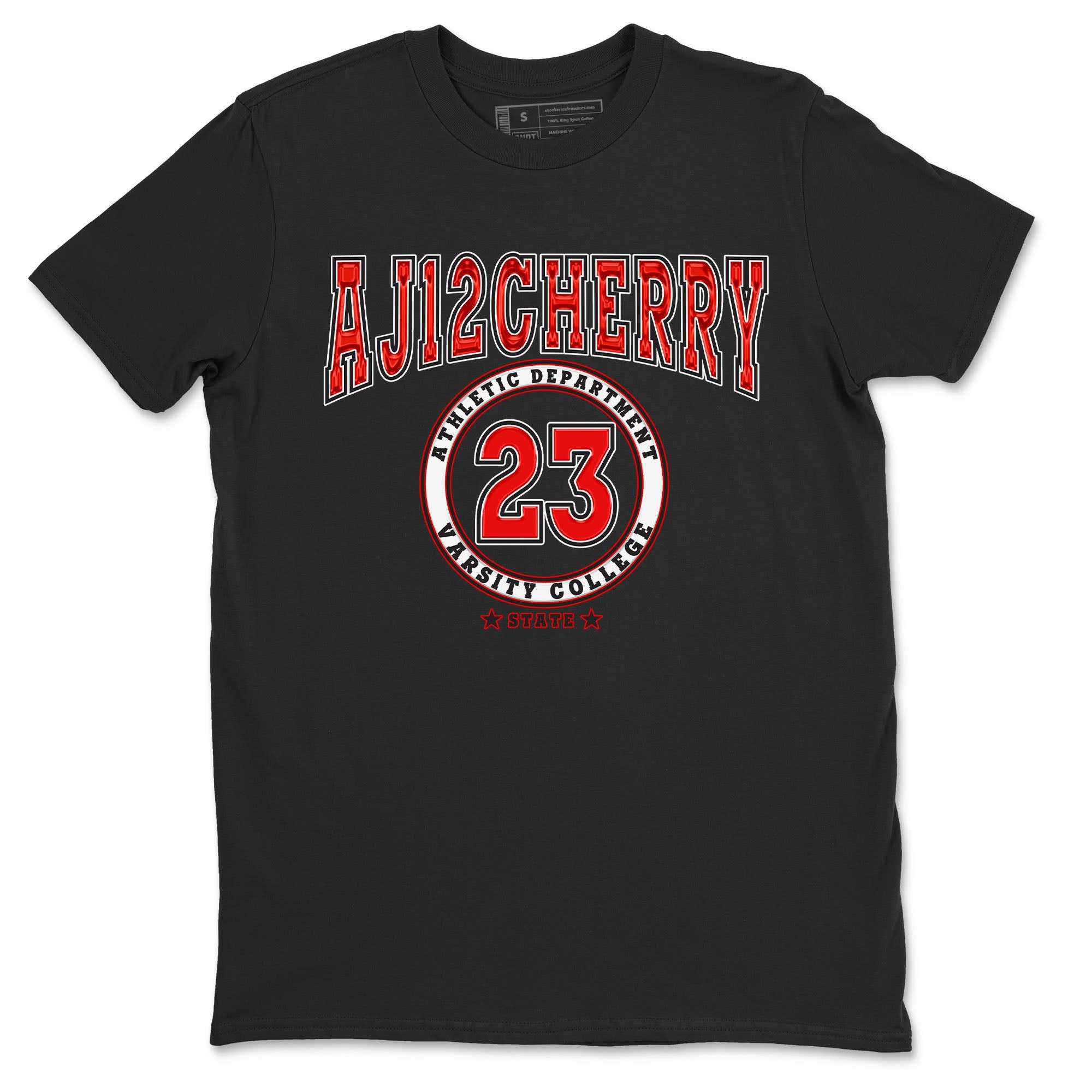 Jordan 12 Retro Cherry shirt to match jordans Varsity Red Varsity special sneaker matching tees 12s Cherry Drip Gear Zone Unisex Black 2 T-Shirt
