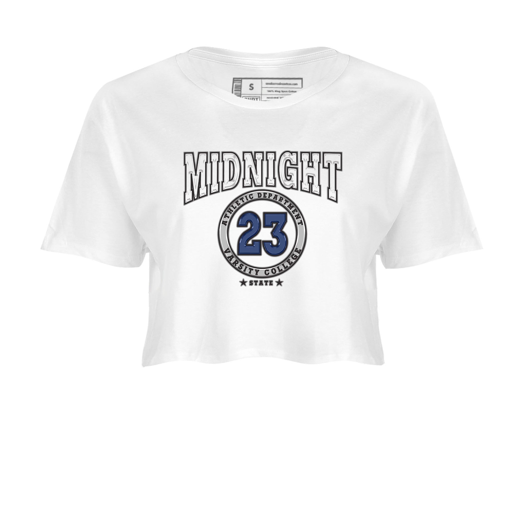 Air Jordan 3 Retro Midnight Navy shirt to match jordans Varsity sneaker shirt 3s Midnight Navy Drip Gear Zone White 2 crop shirt