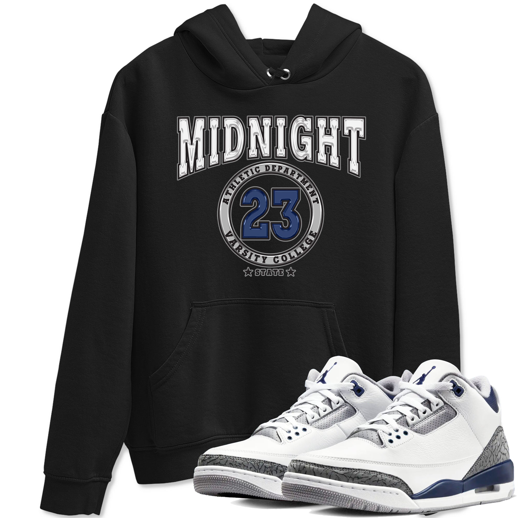 Air Jordan 3 Retro Midnight Navy shirt to match jordans Varsity sneaker shirt 3s Midnight Navy Drip Gear Zone unisex crew neck cotton Black 1 crew neck shirt