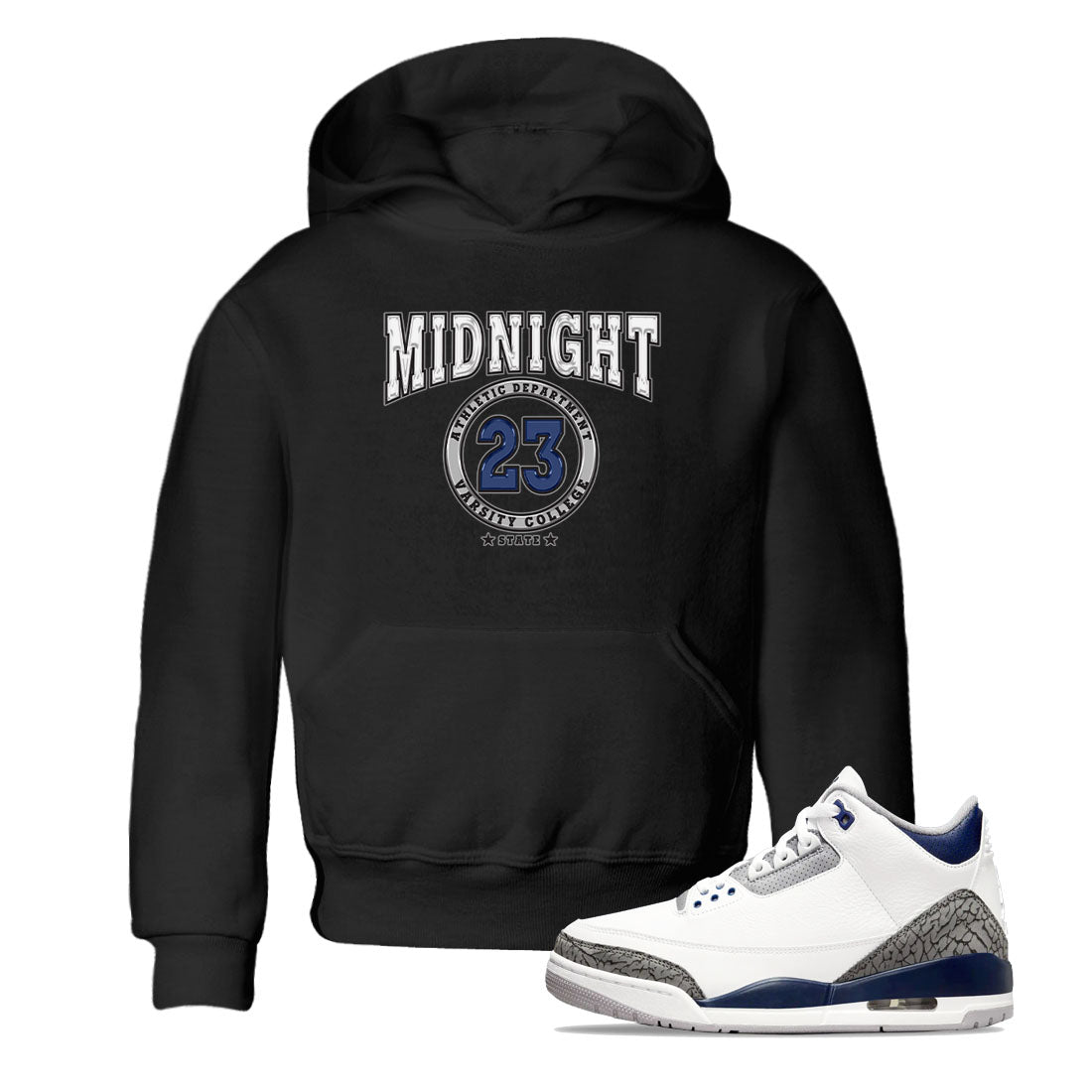 Air Jordan 3 Retro Midnight Navy shirt to match jordans Varsity sneaker shirt 3s Midnight Navy Drip Gear Zone baby toddler Black 1 cotton Shirt