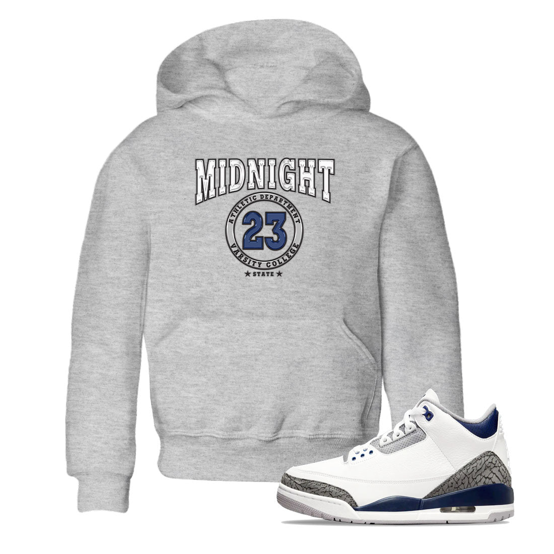 Air Jordan 3 Retro Midnight Navy shirt to match jordans Varsity sneaker shirt 3s Midnight Navy Drip Gear Zone baby toddler Heather Grey 1 cotton Shirt