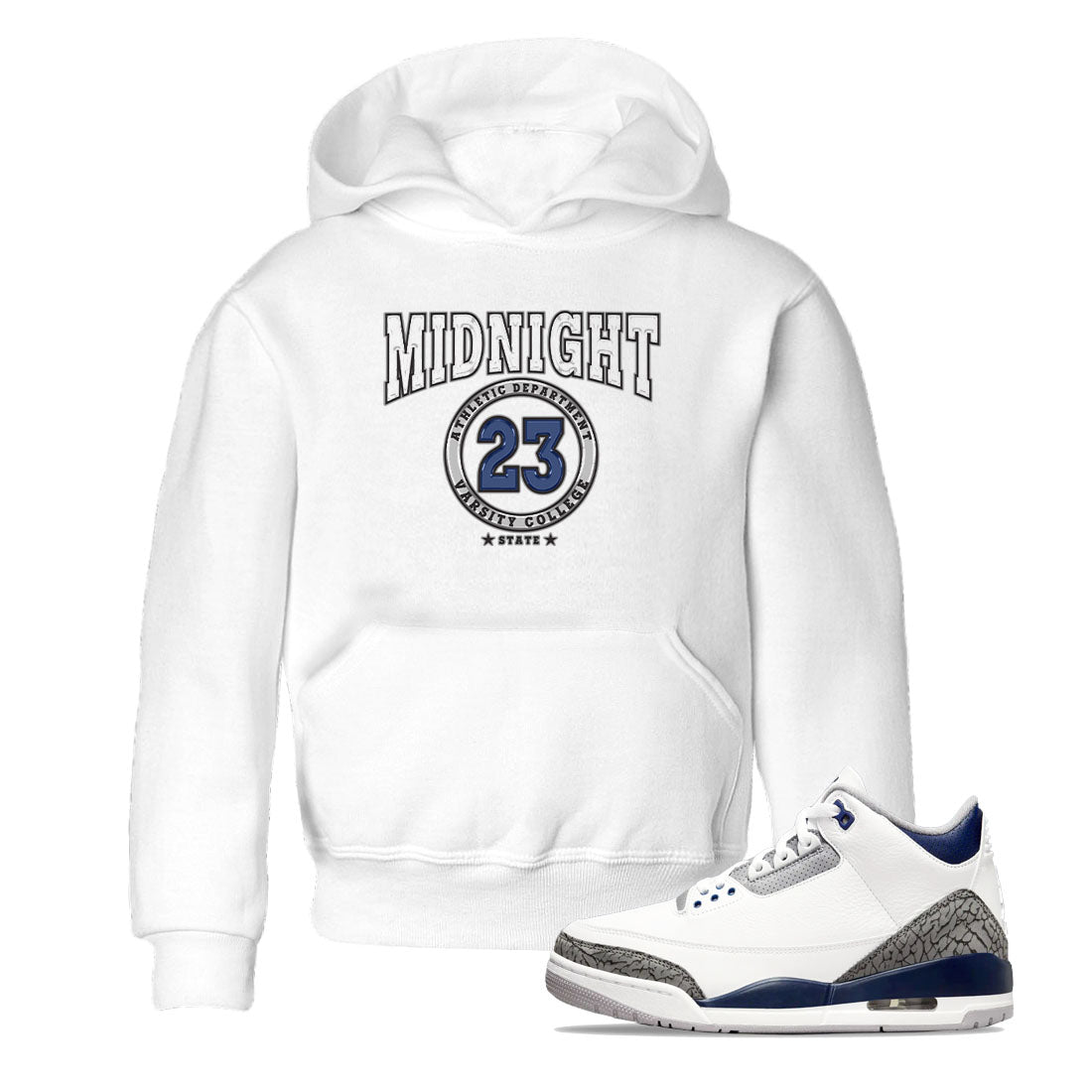 Air Jordan 3 Retro Midnight Navy shirt to match jordans Varsity sneaker shirt 3s Midnight Navy Drip Gear Zone baby toddler White 1 cotton Shirt