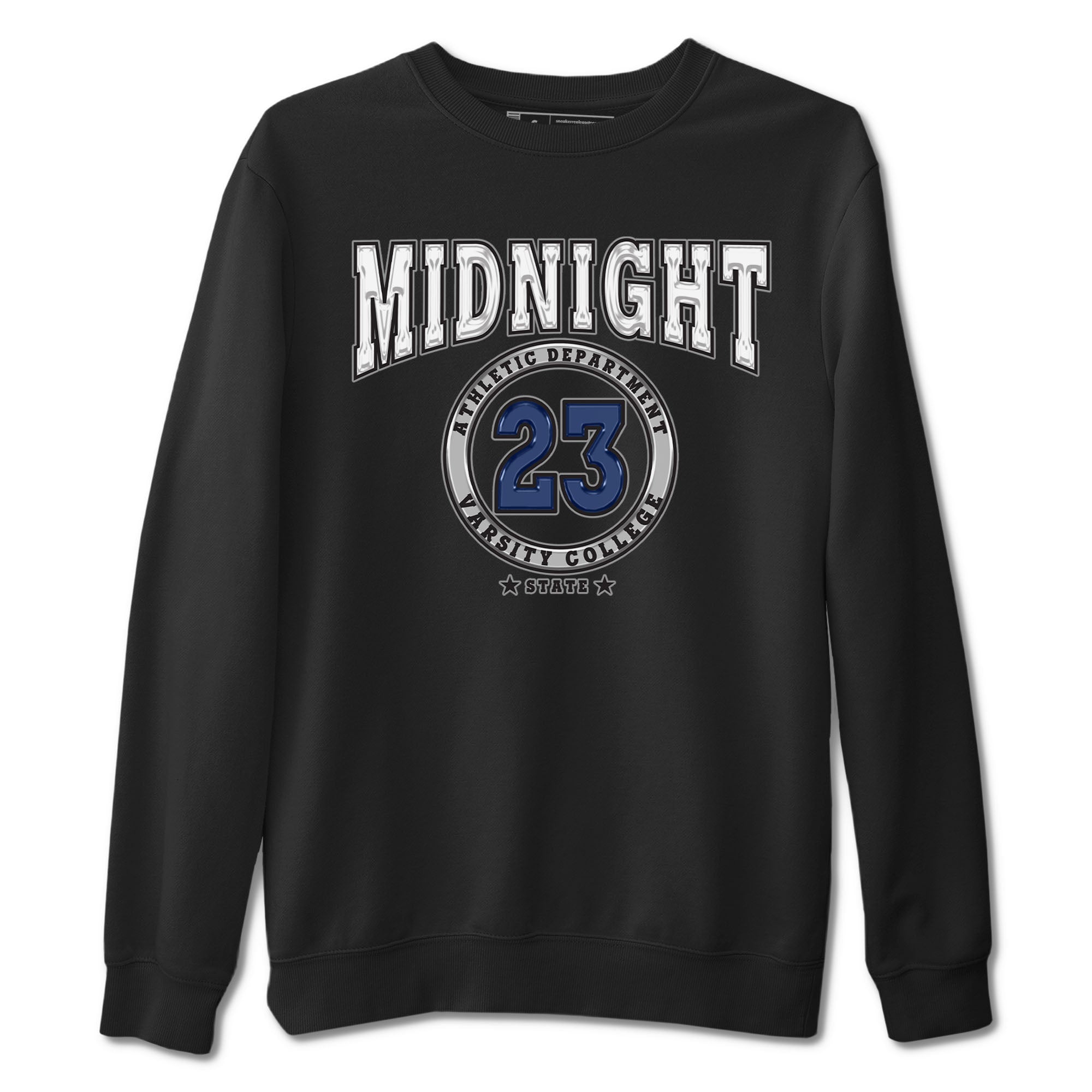 Air Jordan 3 Retro Midnight Navy shirt to match jordans Varsity sneaker shirt 3s Midnight Navy Drip Gear Zone unisex crew neck cotton Black 2 crew neck shirt