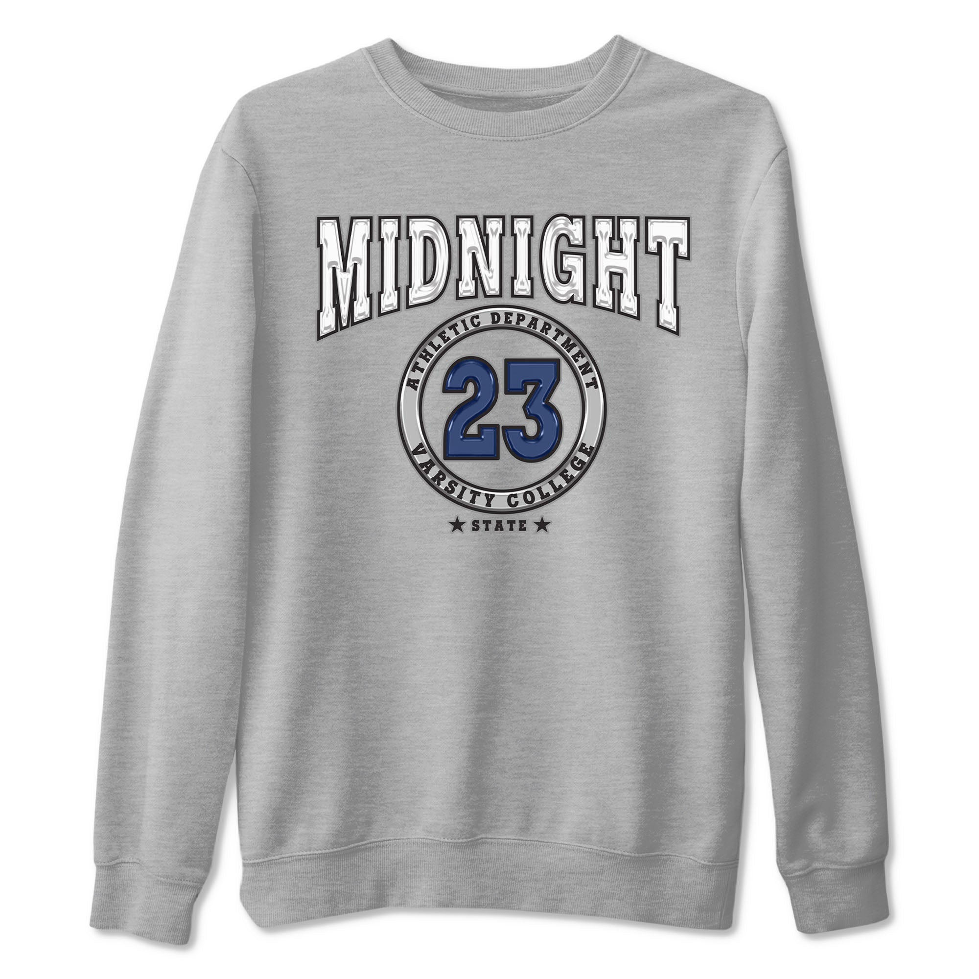Air Jordan 3 Retro Midnight Navy shirt to match jordans Varsity sneaker shirt 3s Midnight Navy Drip Gear Zone unisex crew neck cotton Heather Grey 2 crew neck shirt