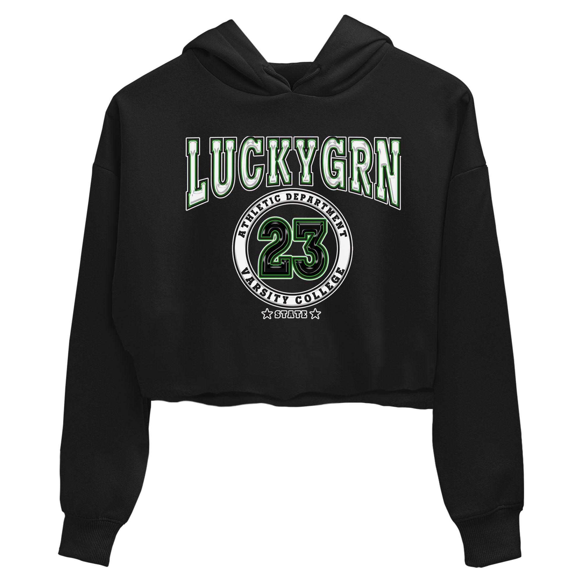 5s Lucky Green shirt to match jordans Varsity sneaker tees Air Jordan 5 Lucky Green Drip Gear Zone Black 2 crop length shirt