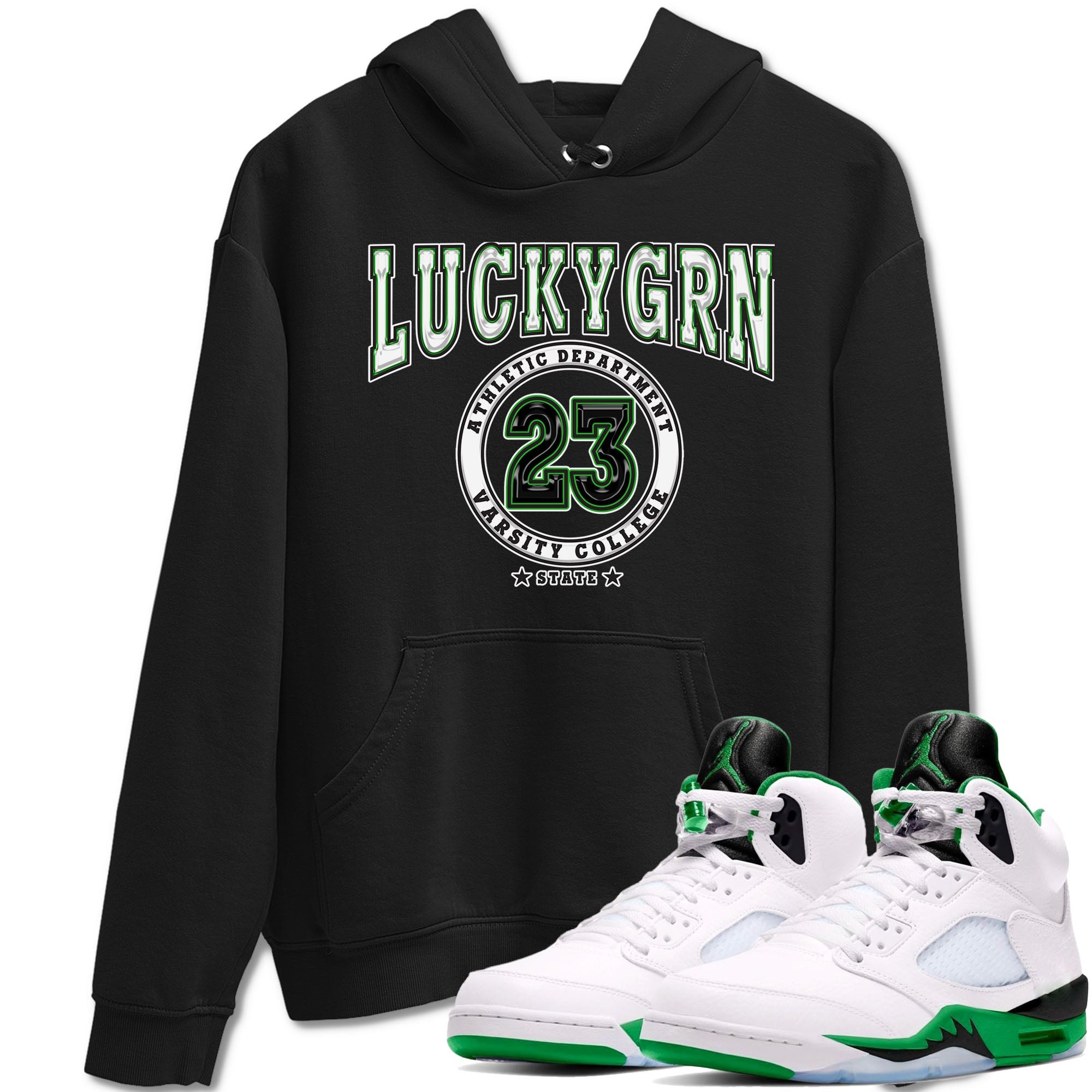 5s Lucky Green shirt to match jordans Varsity sneaker tees Air Jordan 5 Lucky Green Drip Gear Zone unisex cotton Black 1 crew neck shirt