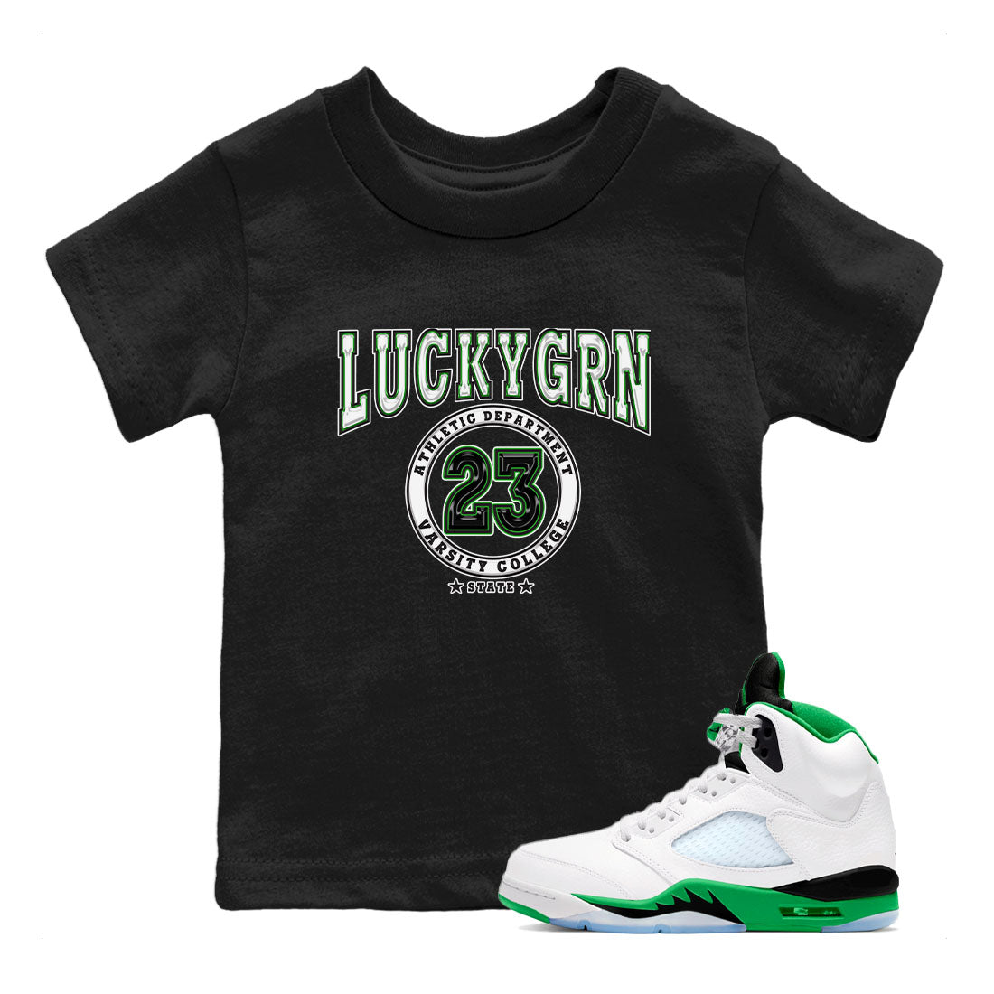 5s Lucky Green shirt to match jordans Varsity sneaker tees Air Jordan 5 Lucky Green Drip Gear Zone baby toddler Black 1 cotton Shirt