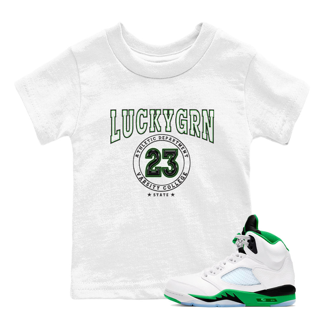 5s Lucky Green shirt to match jordans Varsity sneaker tees Air Jordan 5 Lucky Green Drip Gear Zone baby toddler White 1 cotton Shirt