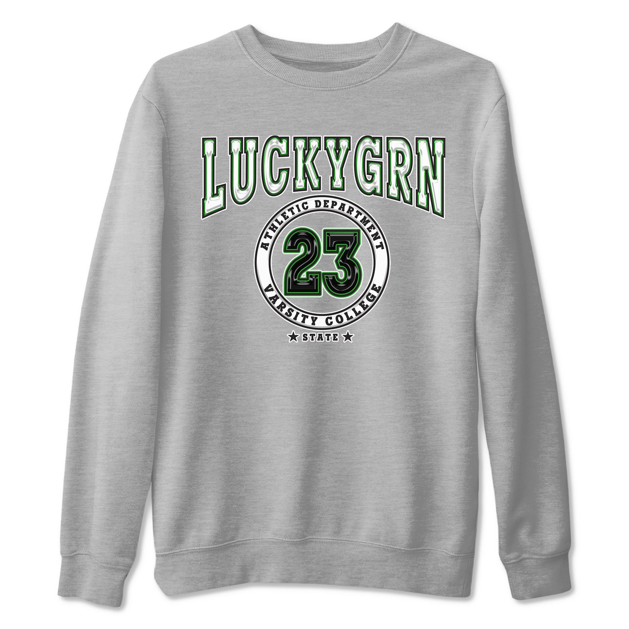 5s Lucky Green shirt to match jordans Varsity sneaker tees Air Jordan 5 Lucky Green Drip Gear Zone unisex cotton Heather Grey 2 crew neck shirt