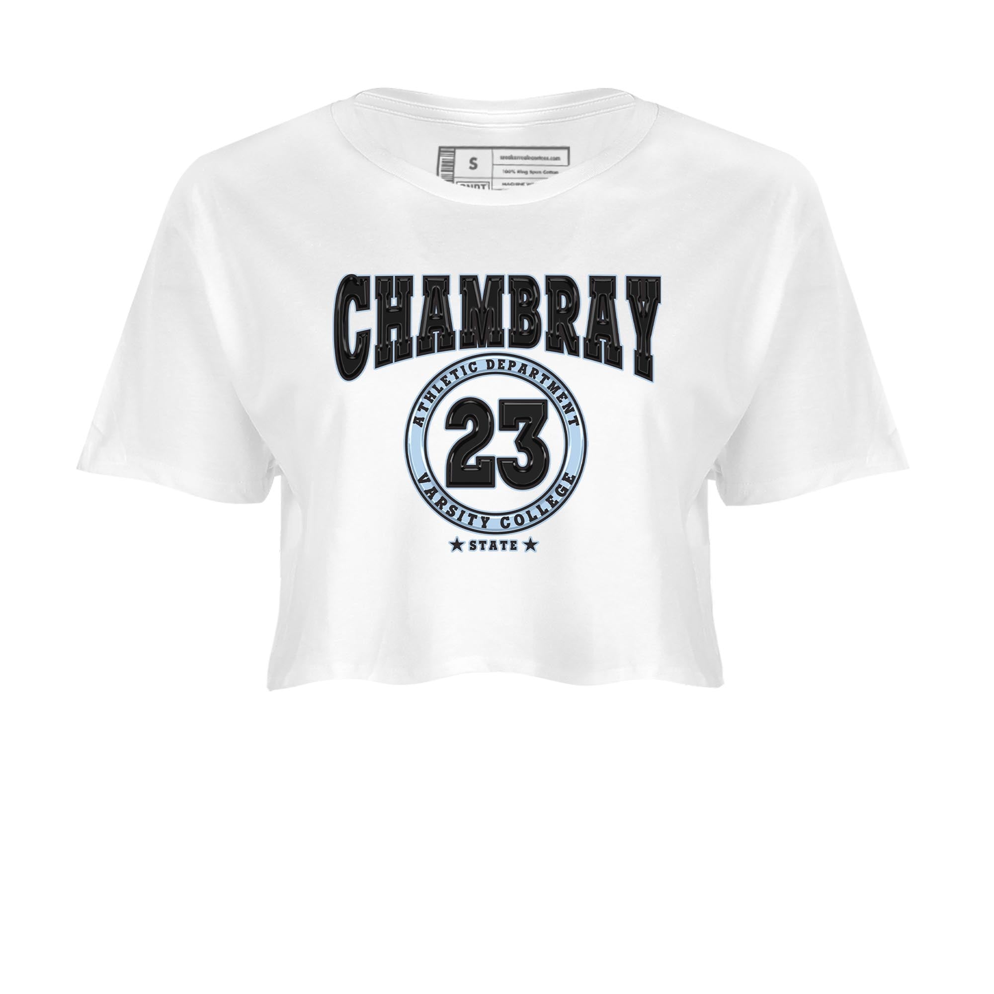 Air Jordan 7 Chambray shirt to match jordans Varsity Streetwear Sneaker Shirt AJ7 Chambray Drip Gear Zone Sneaker Matching Clothing White 2 Crop T-Shirt