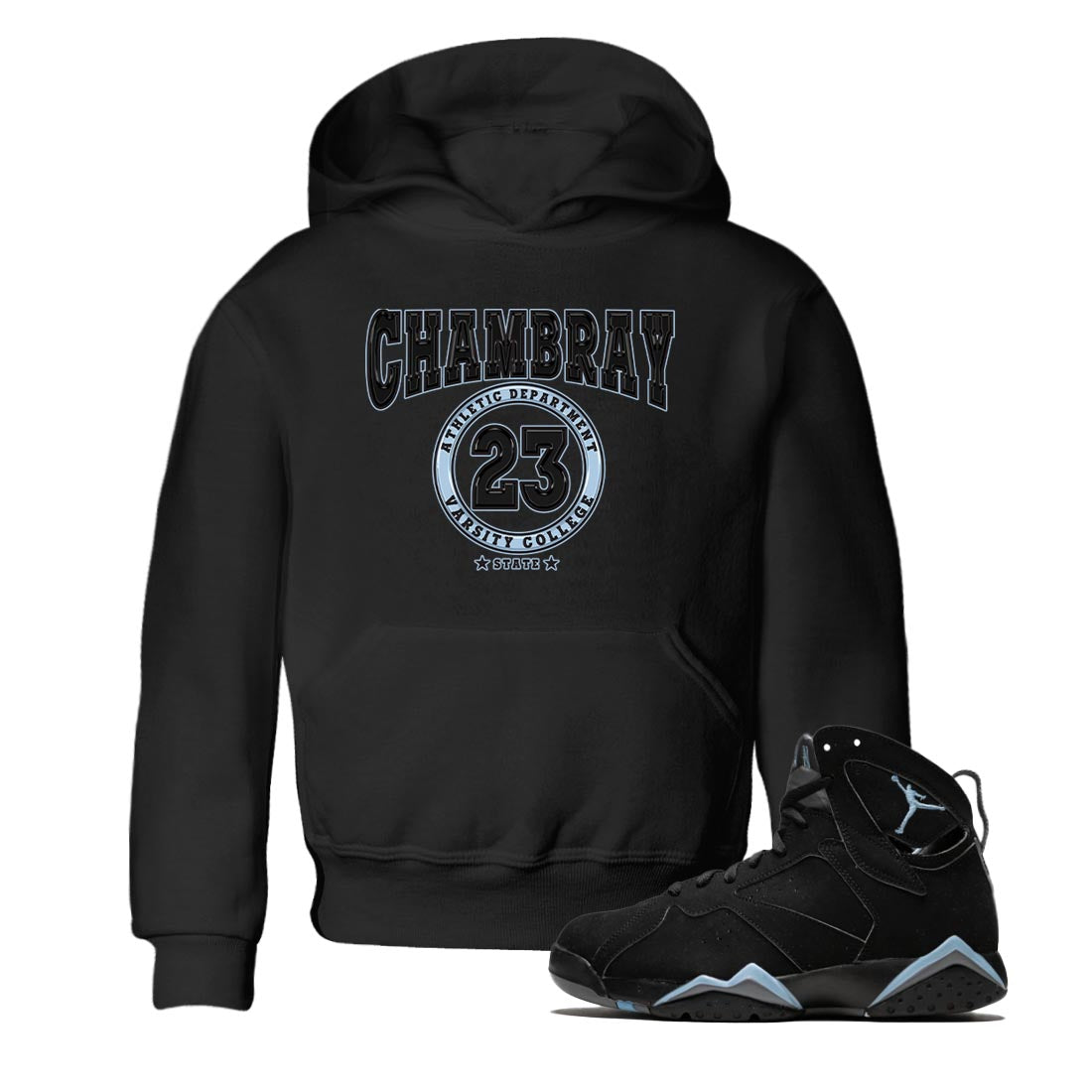 Air Jordan 7 Chambray shirt to match jordans Varsity Streetwear Sneaker Shirt AJ7 Chambray Drip Gear Zone Sneaker Matching Clothing Baby Toddler Black 1 T-Shirt