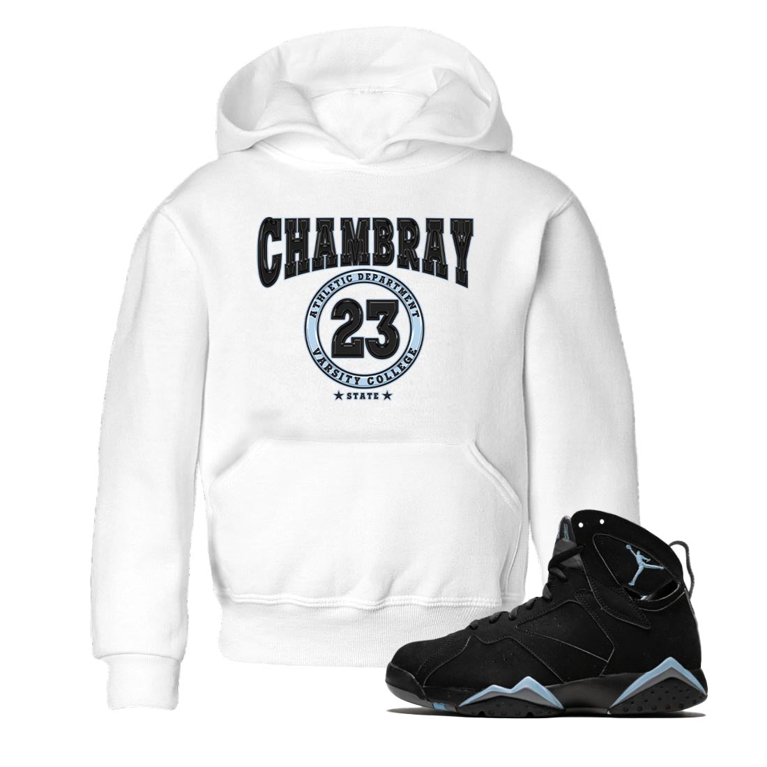 Air Jordan 7 Chambray shirt to match jordans Varsity Streetwear Sneaker Shirt AJ7 Chambray Drip Gear Zone Sneaker Matching Clothing Baby Toddler White 1 T-Shirt