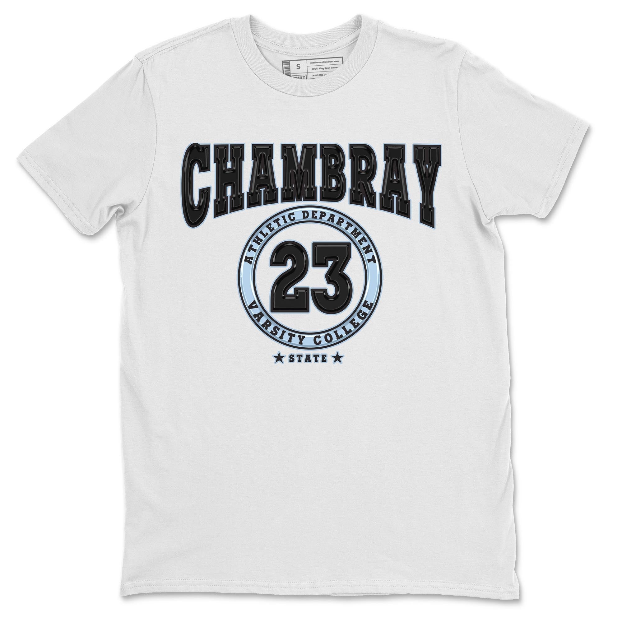 Air Jordan 7 Chambray shirt to match jordans Varsity Streetwear Sneaker Shirt AJ7 Chambray Drip Gear Zone Sneaker Matching Clothing Unisex White 2 T-Shirt