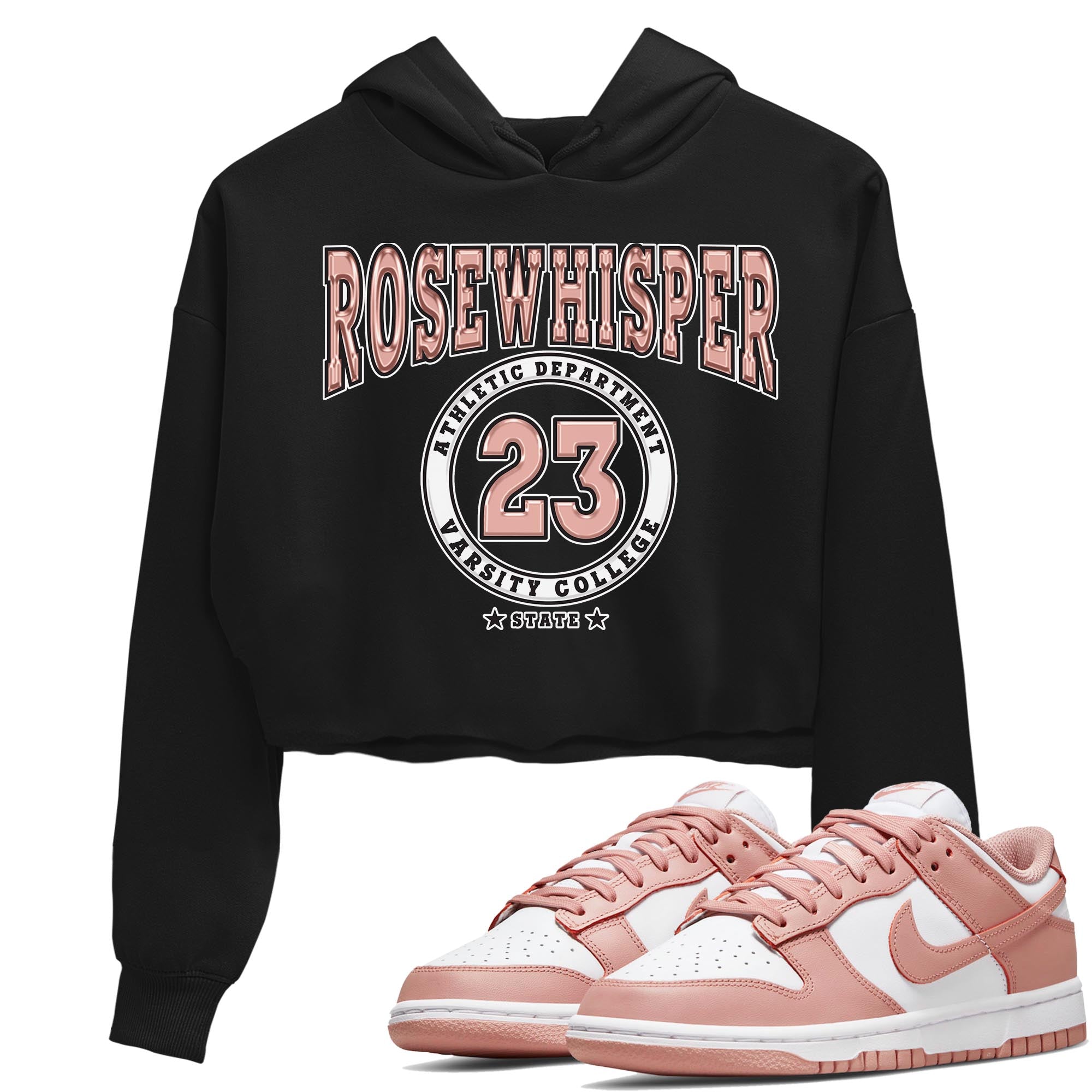 Nike Dunks Low Rose Whisper shirt to match jordans Varsity Streetwear Sneaker Shirt Nike Dunk Rose Whisper Drip Gear Zone Sneaker Matching Clothing Black 1 Crop T-Shirt