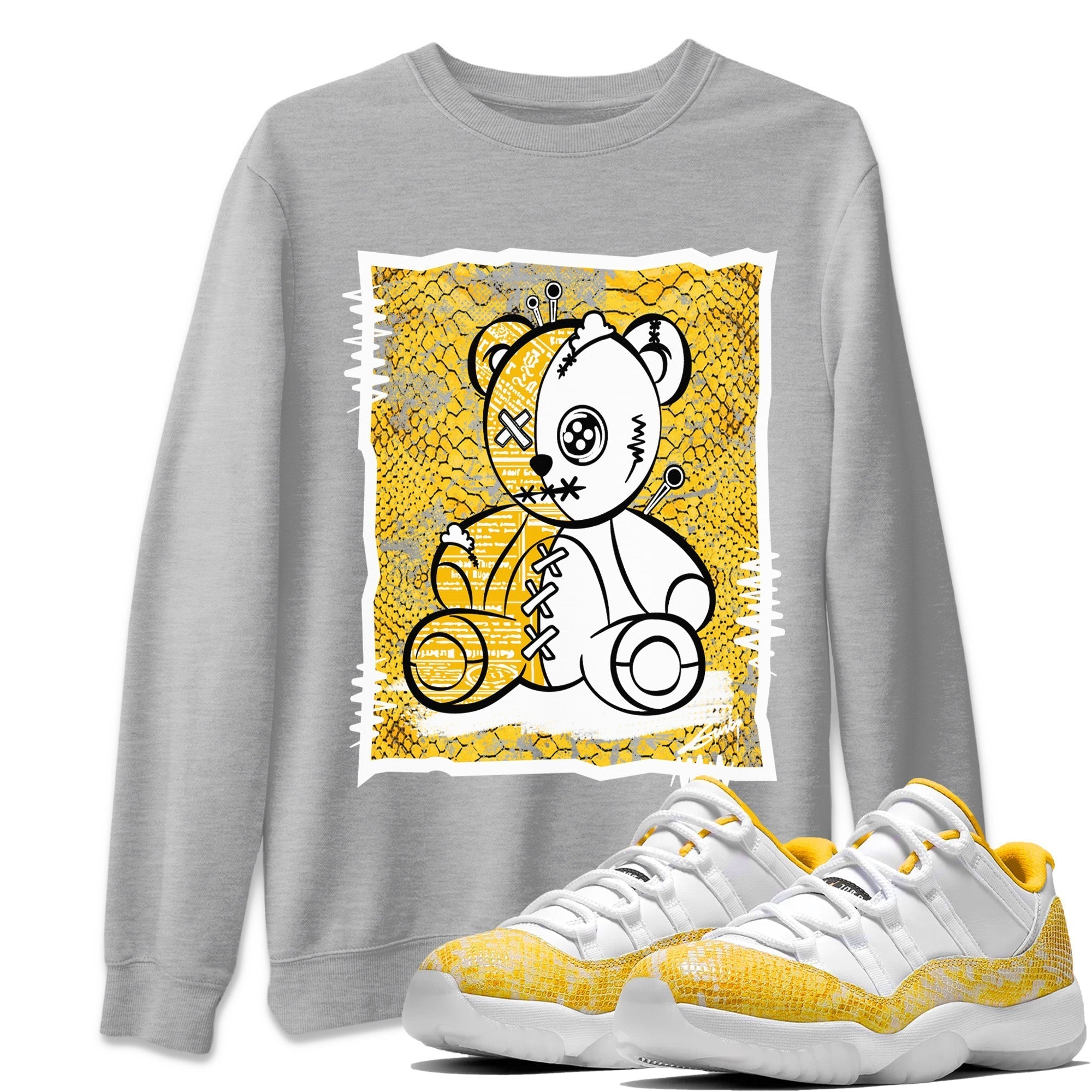 Jordan 11 Yellow Python Shirt To Match Jordans Vintage Bear Sneaker Tees Jordan 11 Yellow Python Drip Gear Zone Sneaker Matching Clothing Unisex Shirts