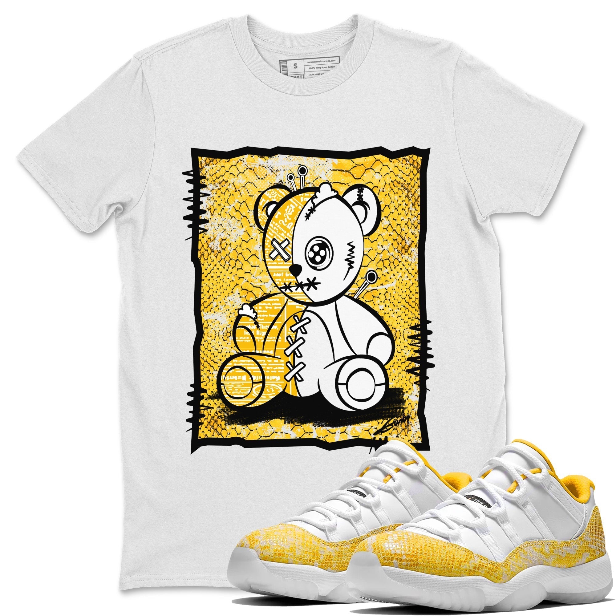 Jordan 11 Yellow Python Shirt To Match Jordans Vintage Bear Sneaker Tees Jordan 11 Yellow Python Drip Gear Zone Sneaker Matching Clothing Unisex Shirts