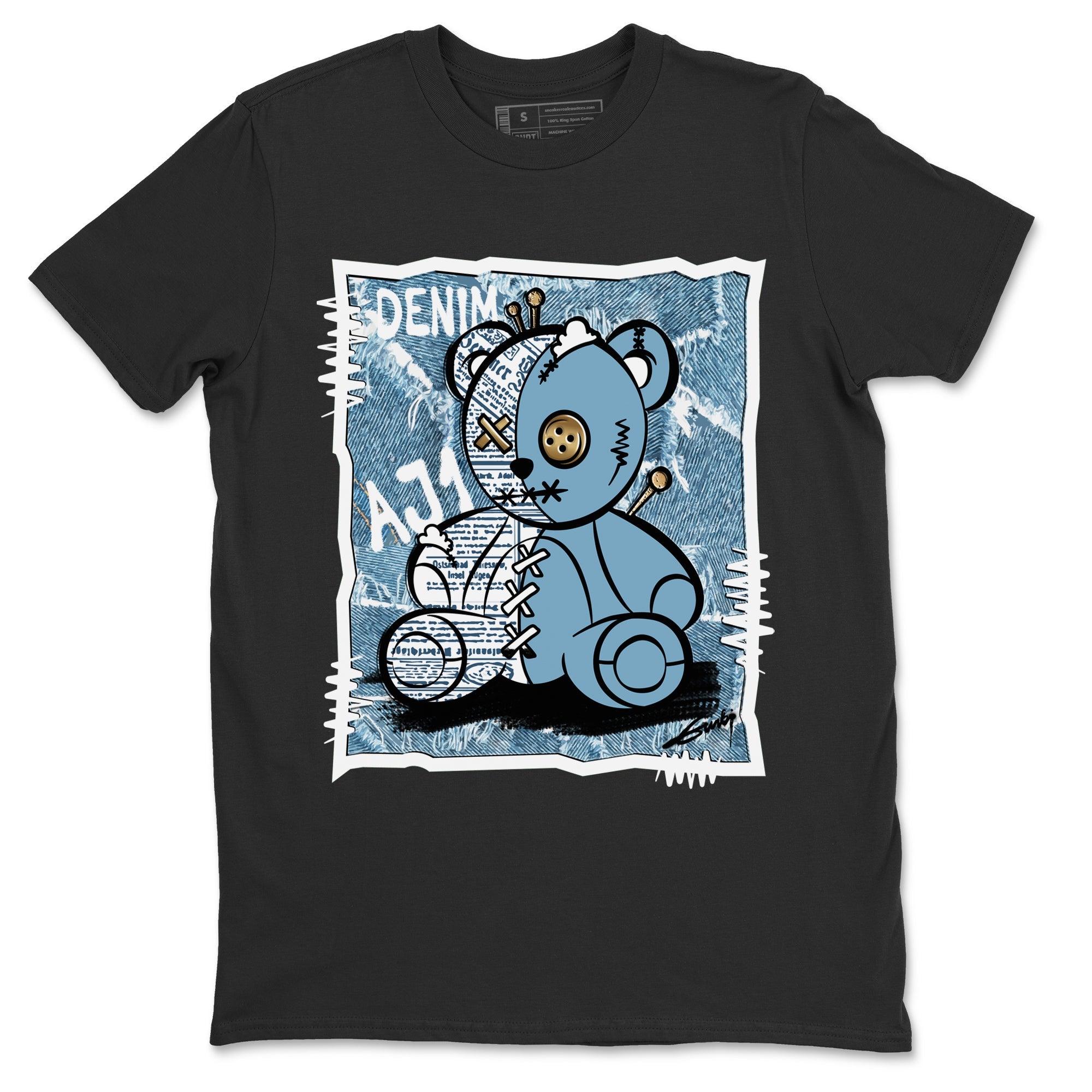 Jordan 1 Denim Sneaker Matching T-Shirt Vintage Bear Sneaker Tees Jordan 1 Denim Sneaker Release Tees Crew Neck Tees