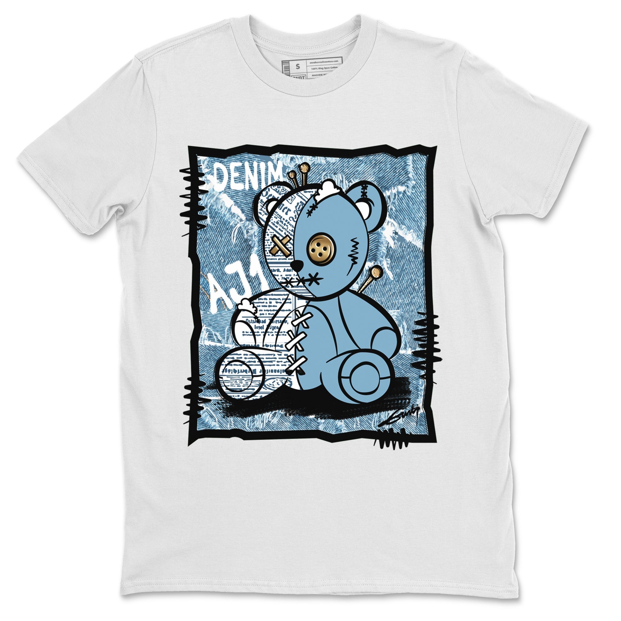 Jordan 1 Denim Sneaker Matching T-Shirt Vintage Bear Sneaker Tees Jordan 1 Denim Sneaker Release Tees Crew Neck Tees