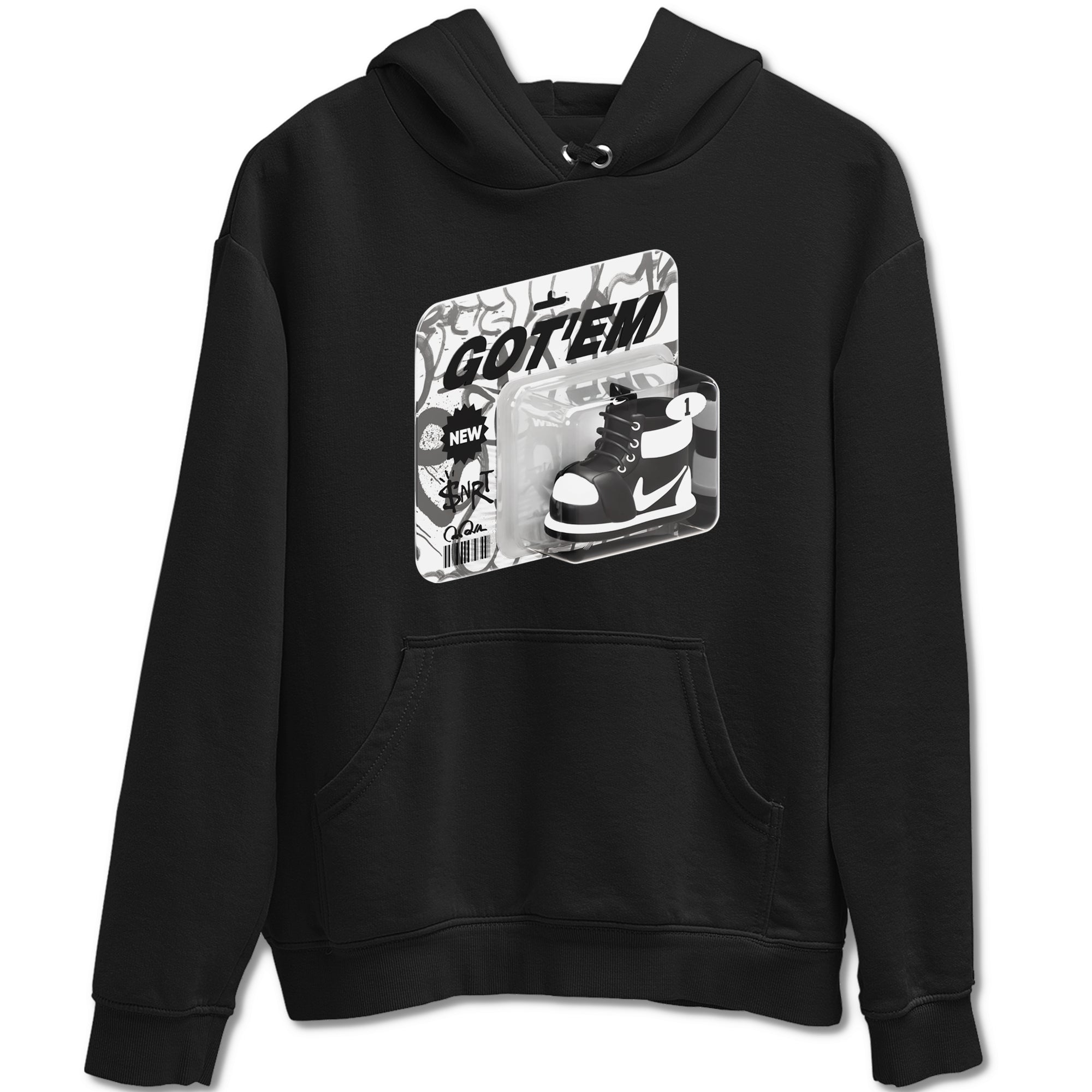 1s Black White shirt to match jordans Vintage Toy Packaging sneaker tees Air Jordan 1 High OG Black White Drip Gear Zone unisex cotton Black 2 crew neck shirt