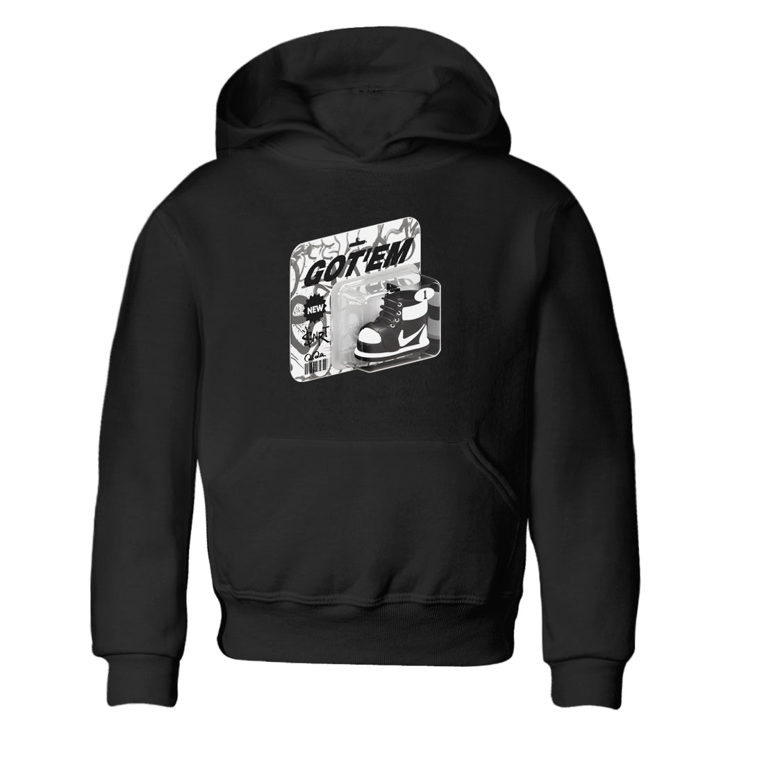 1s Black White shirt to match jordans Vintage Toy Packaging sneaker tees Air Jordan 1 High OG Black White Drip Gear Zone baby toddler Black 2 cotton Shirt